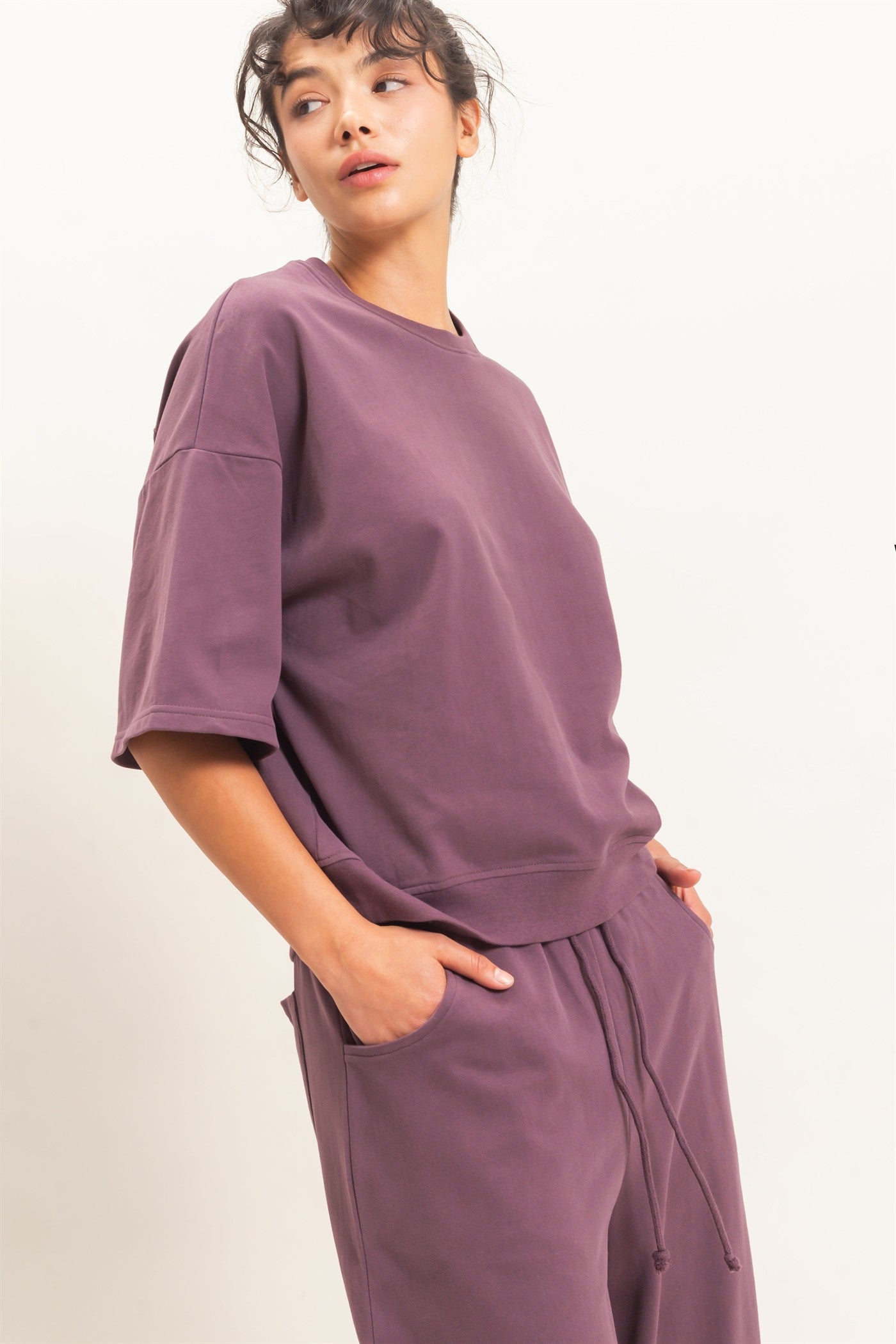 Wholesale Washed Crew Neck Short Sleeve Top Clothing Tops DZ26E381 COCOA DOUBLE ZERO