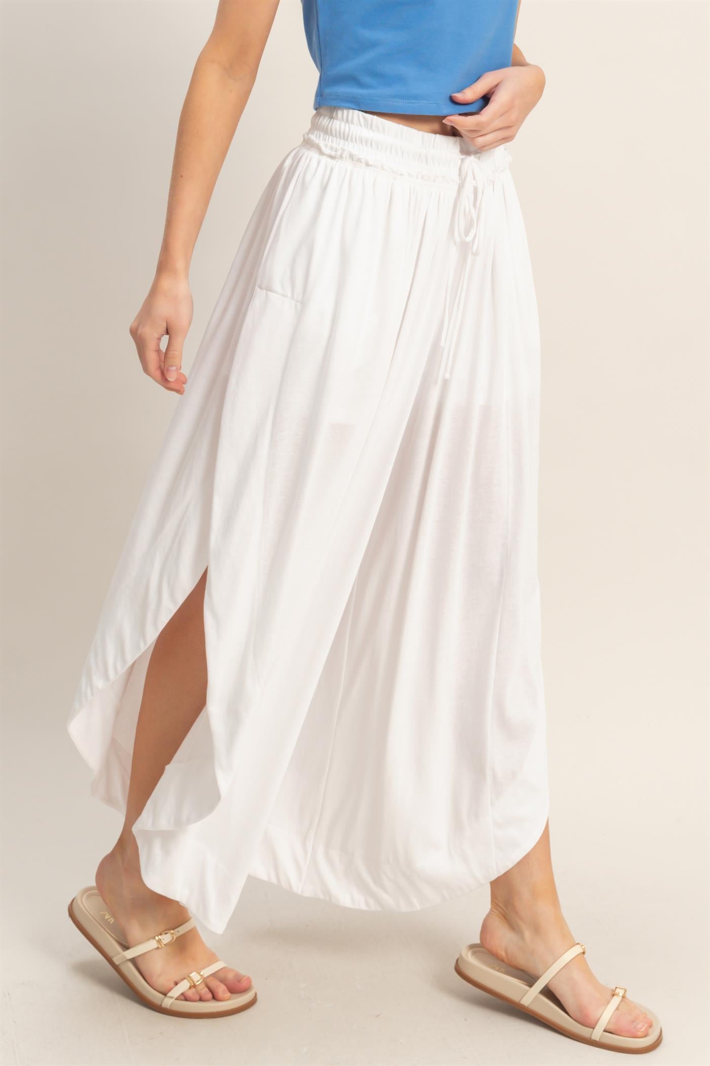 Wholesale Tulip Hem Wide-Leg Pants Pants HF26C047 WHITE HYFVE