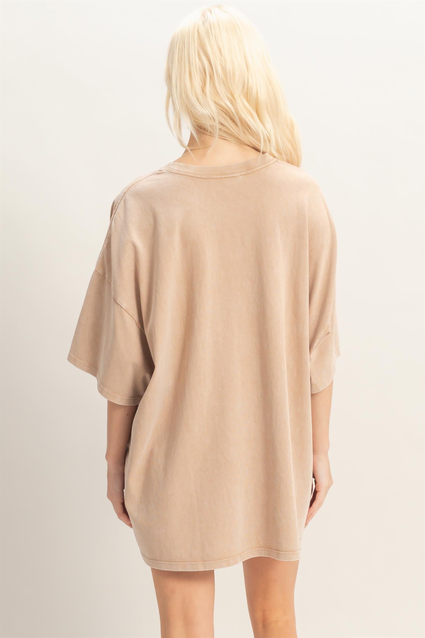 Wholesale Oversized Mineral Wash T-Shirt T-Shirts DZ26A031 DARK TAUPE DOUBLE ZERO