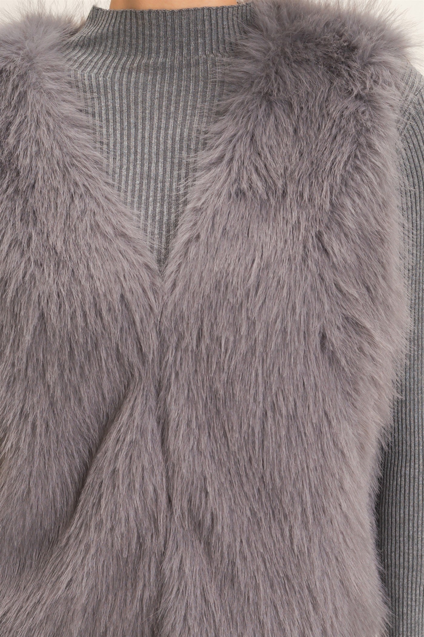 Wholesale Open-Front Faux Fur Vest Vests HF26F164 GRAY HYFVE