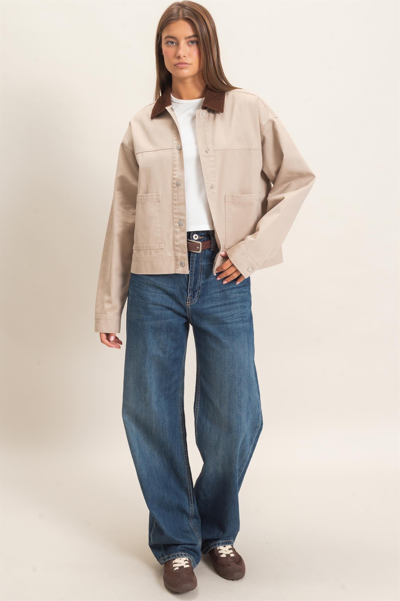 Wholesale Twill Barn Jacket Coats & Jackets DZ26E394 BEIGE DOUBLE ZERO