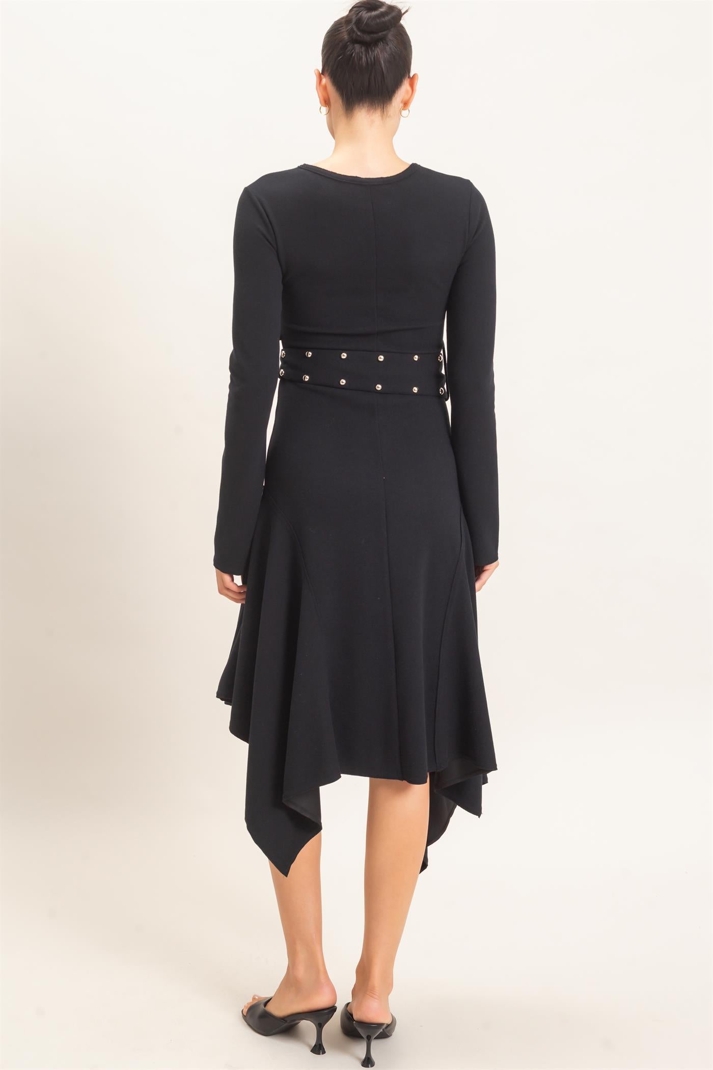 Wholesale Asymmetrical Knit Dress Dresses HF26E992 BLACK HYFVE