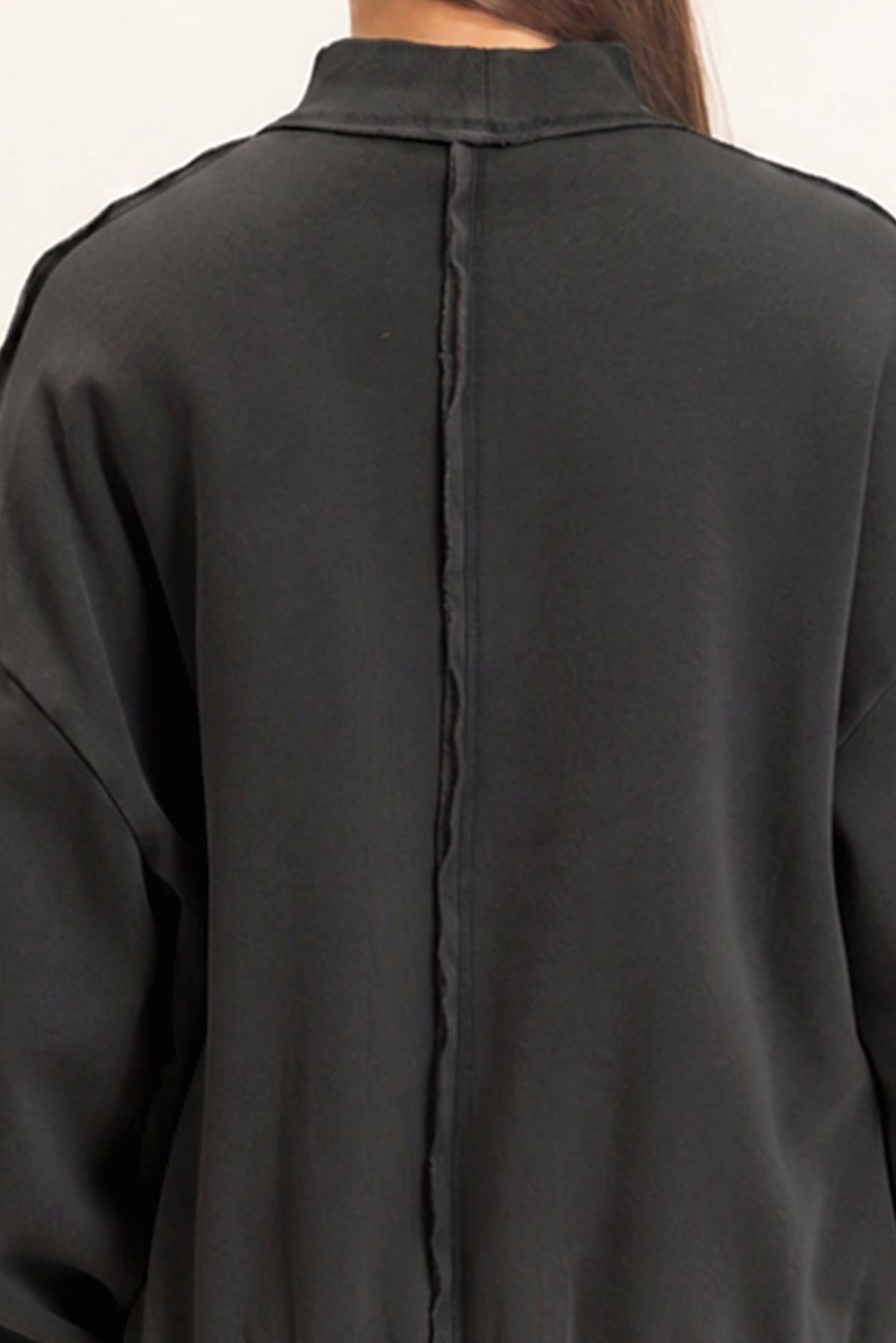 Wholesale Acid Washed Mock Neck Sweatshirt Sweatshirts DZ26E656 BLACK DOUBLE ZERO