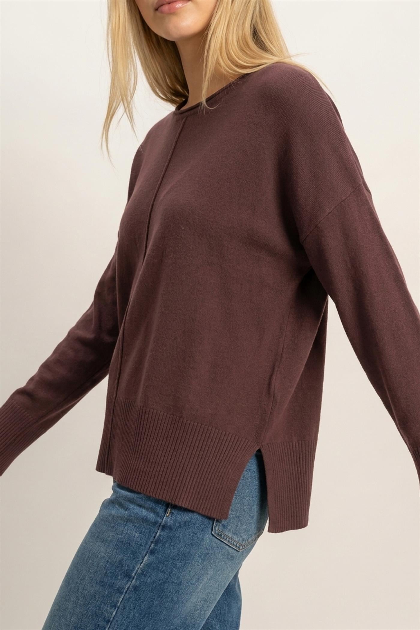 Wholesale Roll Neck Seam Detail Sweater Sweaters DZ26C975 COCOA DOUBLE ZERO