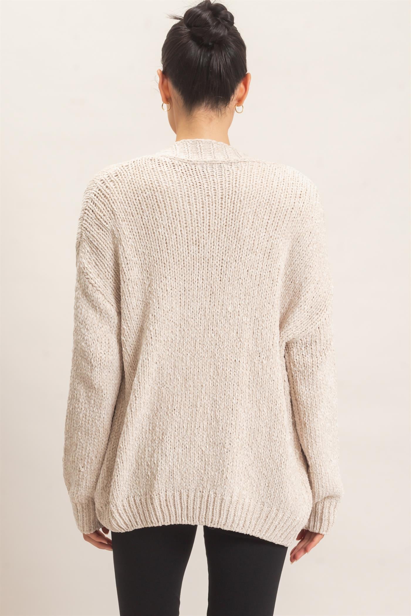 Wholesale Patch Pocket Chenille Cardigan Cardigans HF26E839 SAND HYFVE