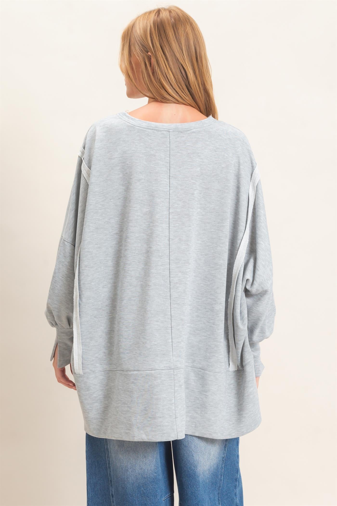 Wholesale Oversized Crew Neck Sweatshirt Sweatshirts HF26F132 H.GRAY HYFVE