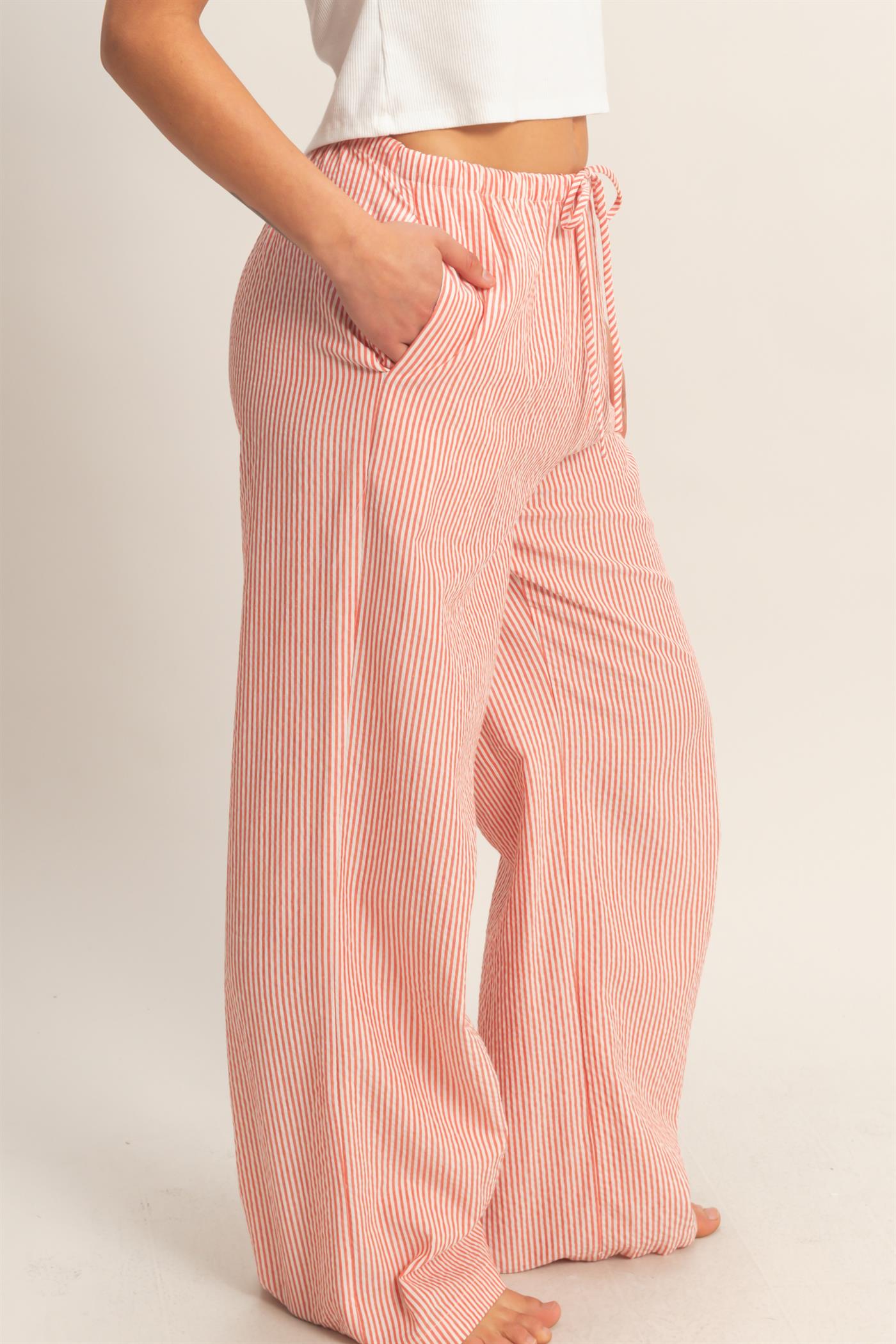 Wholesale Striped Wide Leg Pants Pants DZ26A752 RED DOUBLE ZERO