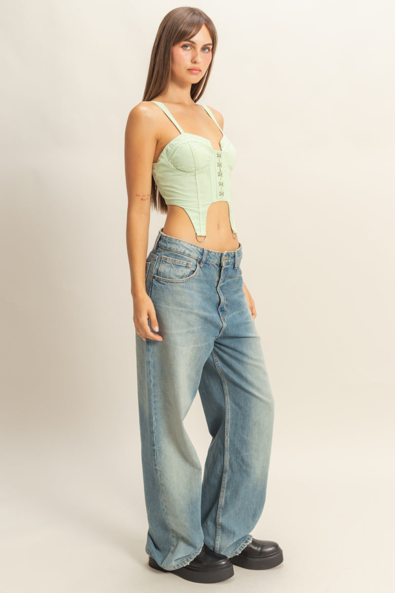 Wholesale Corset Style Blouse Clothing Tops HF22E655 SAGE HYFVE