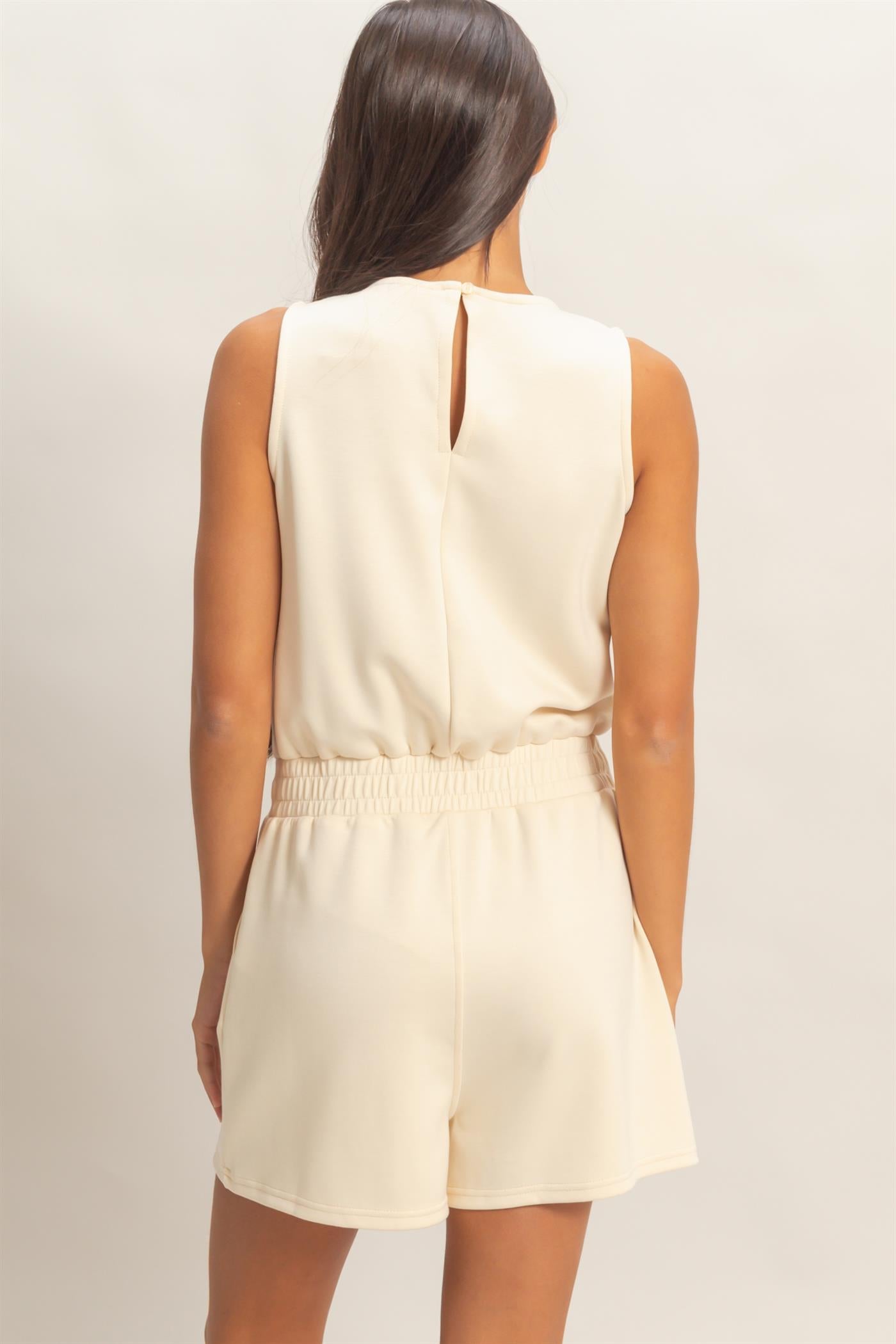 Wholesale Drawstring Waist Sleeveless Romper Clothing DZ26C732 ALPACA DOUBLE ZERO