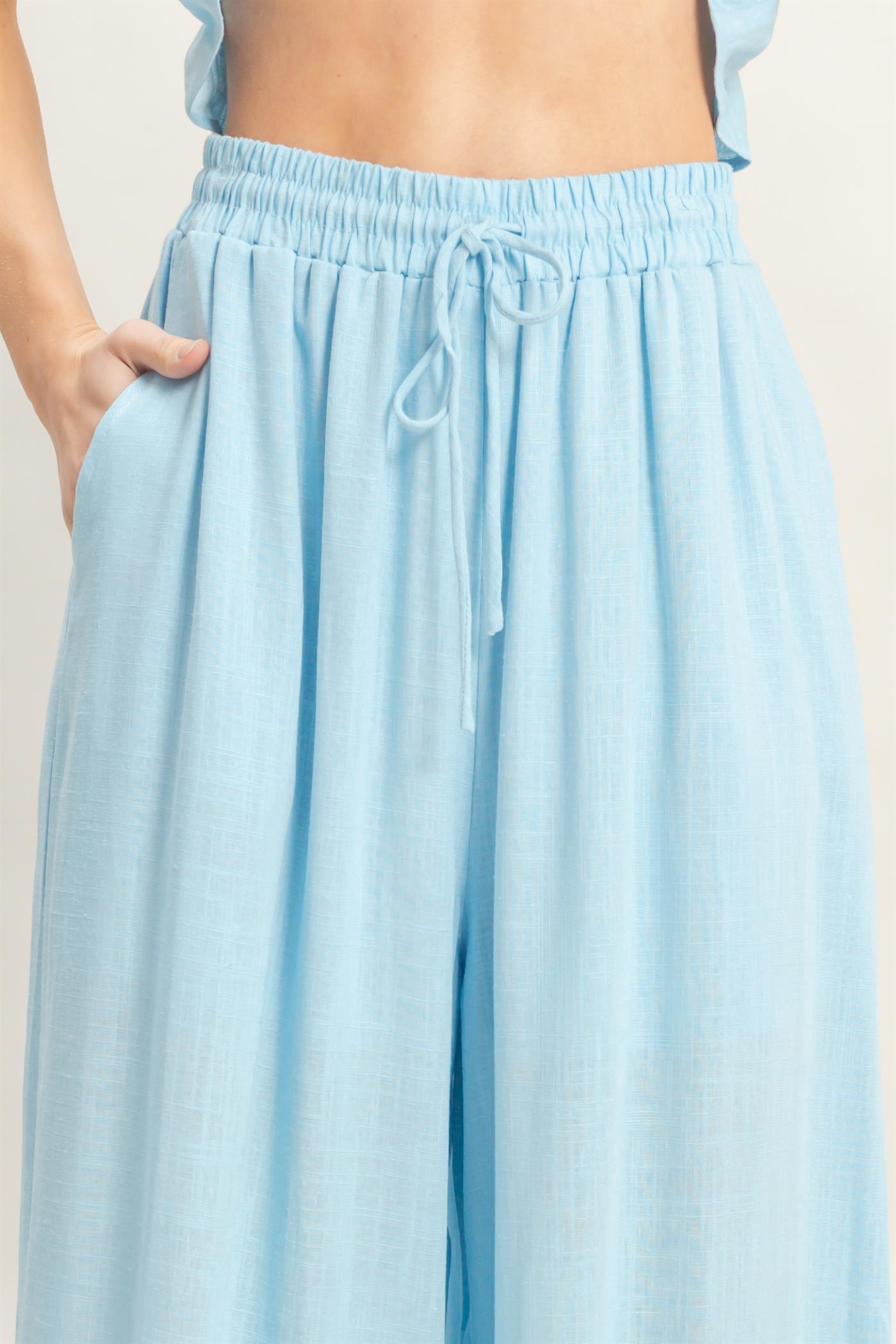 Wholesale Tiered Tank & Palazzo Set Clothing HF26C316-SET-D LIGHT BLUE HYFVE