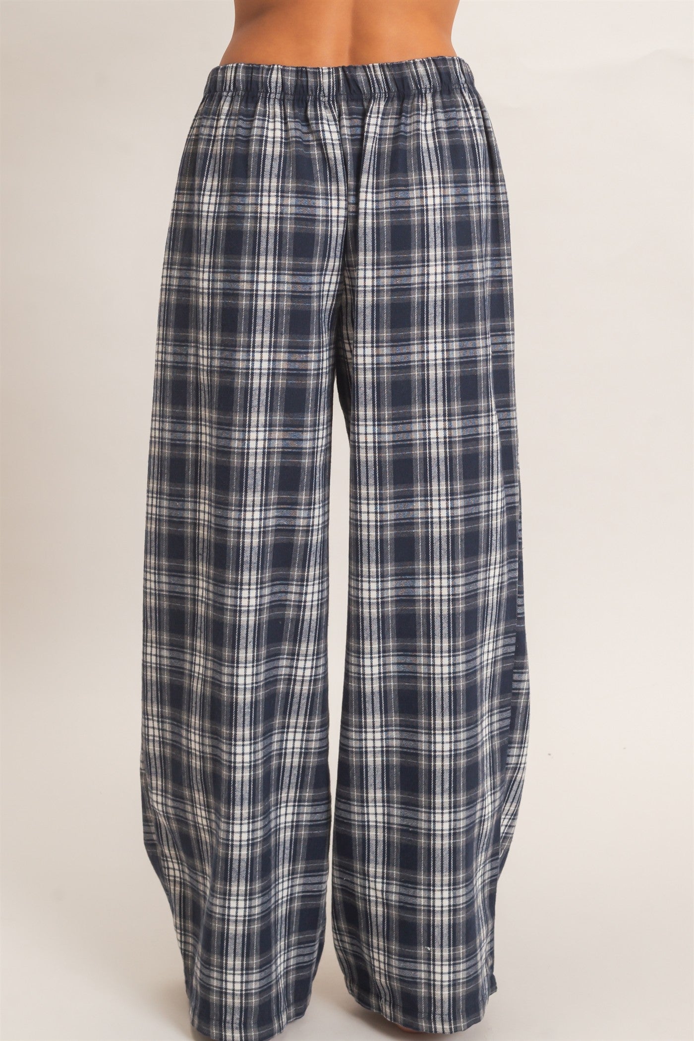 Wholesale Plaid Wide-Leg Pants Pants DZ26F271 NAVY DOUBLE ZERO