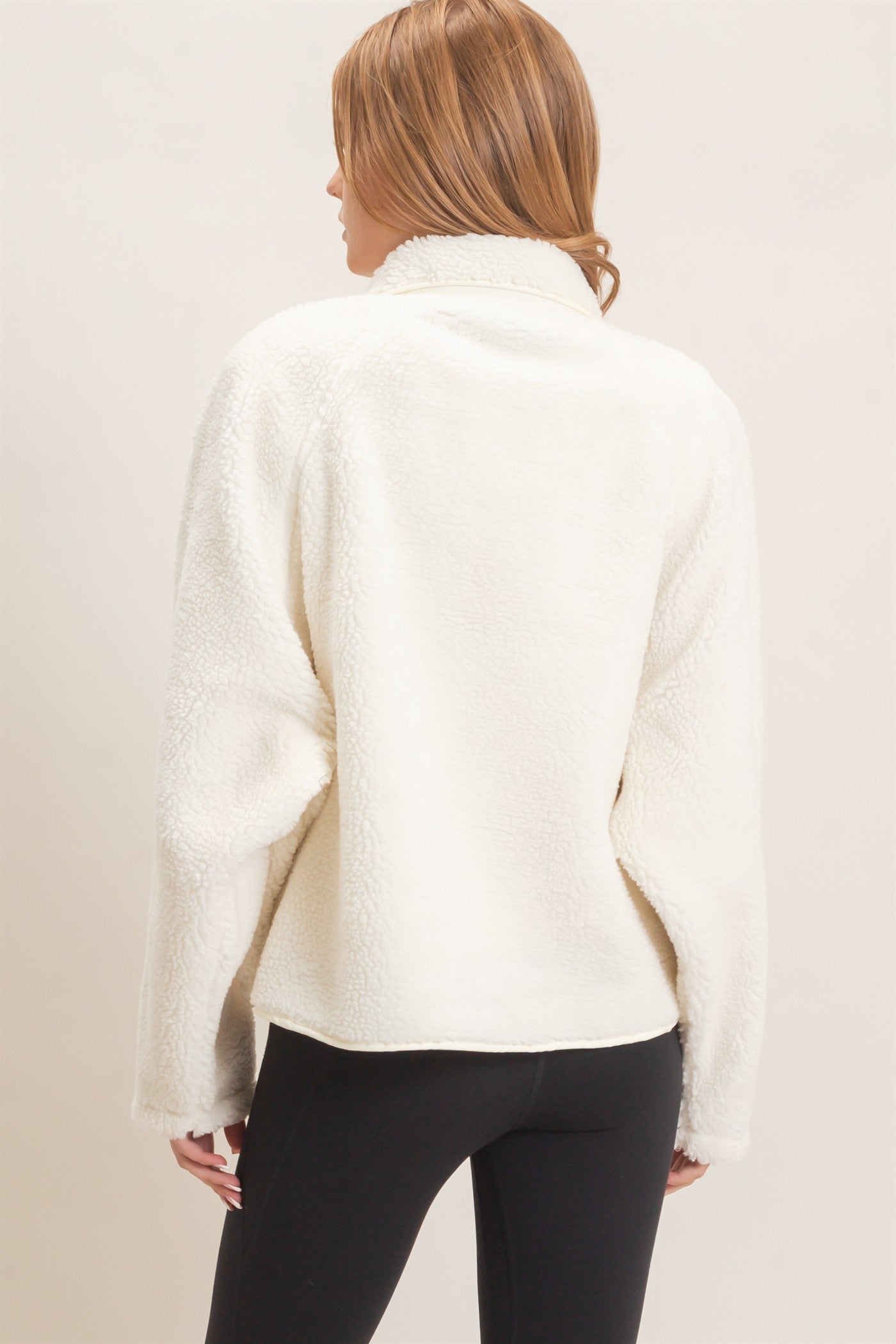 Wholesale Sherpa Fleece Jacket Coats & Jackets HF26E077 WHIP CREAM HYFVE