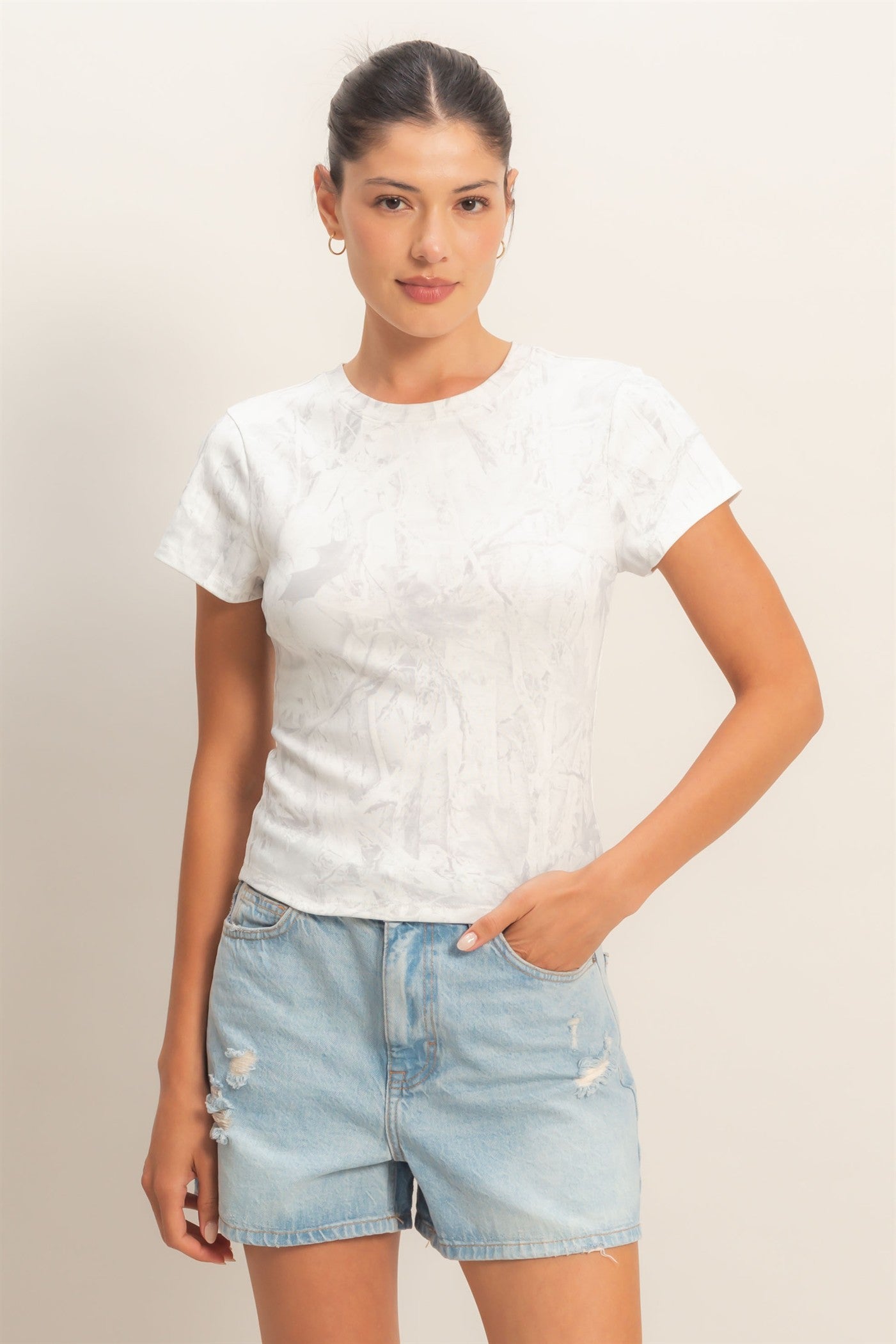 Wholesale Fitted Crew Neck T-Shirt T-Shirts HF26C893 SILVER HYFVE