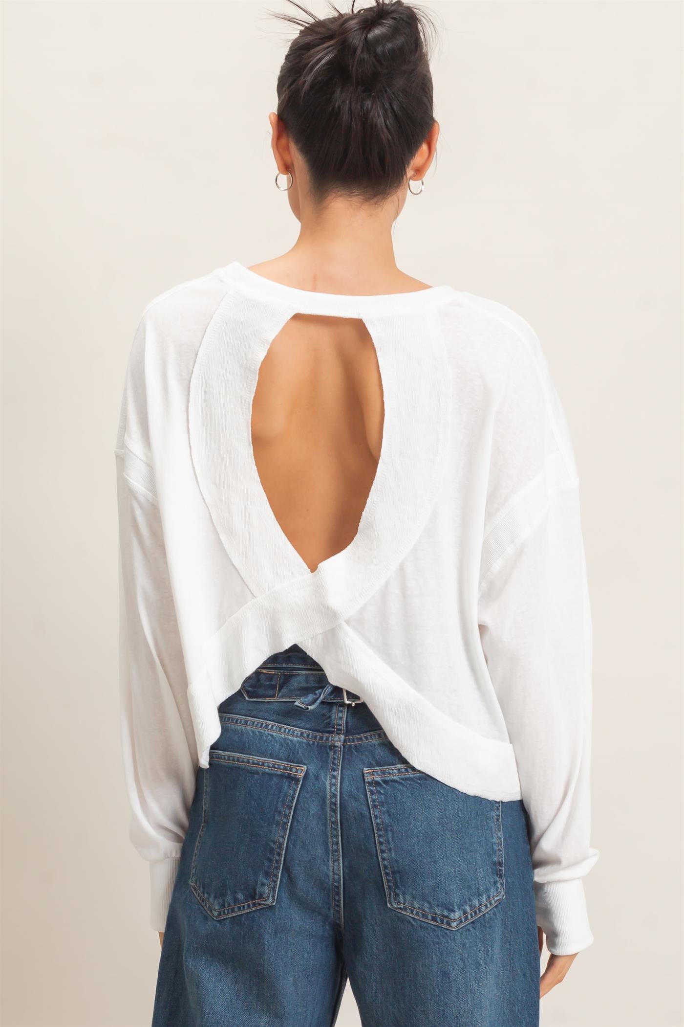 Wholesale Crew Neck Top Clothing Tops HF26C808 WHITE HYFVE