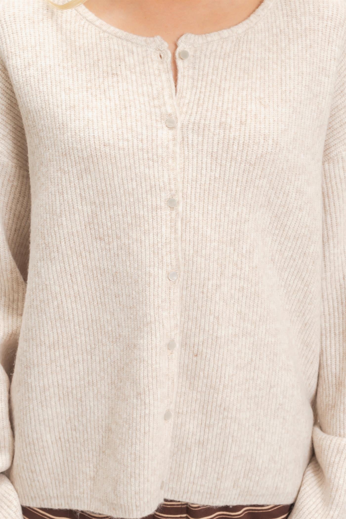 Wholesale Ribbed Cardigan Cardigans HF26E630 OATMEAL HYFVE