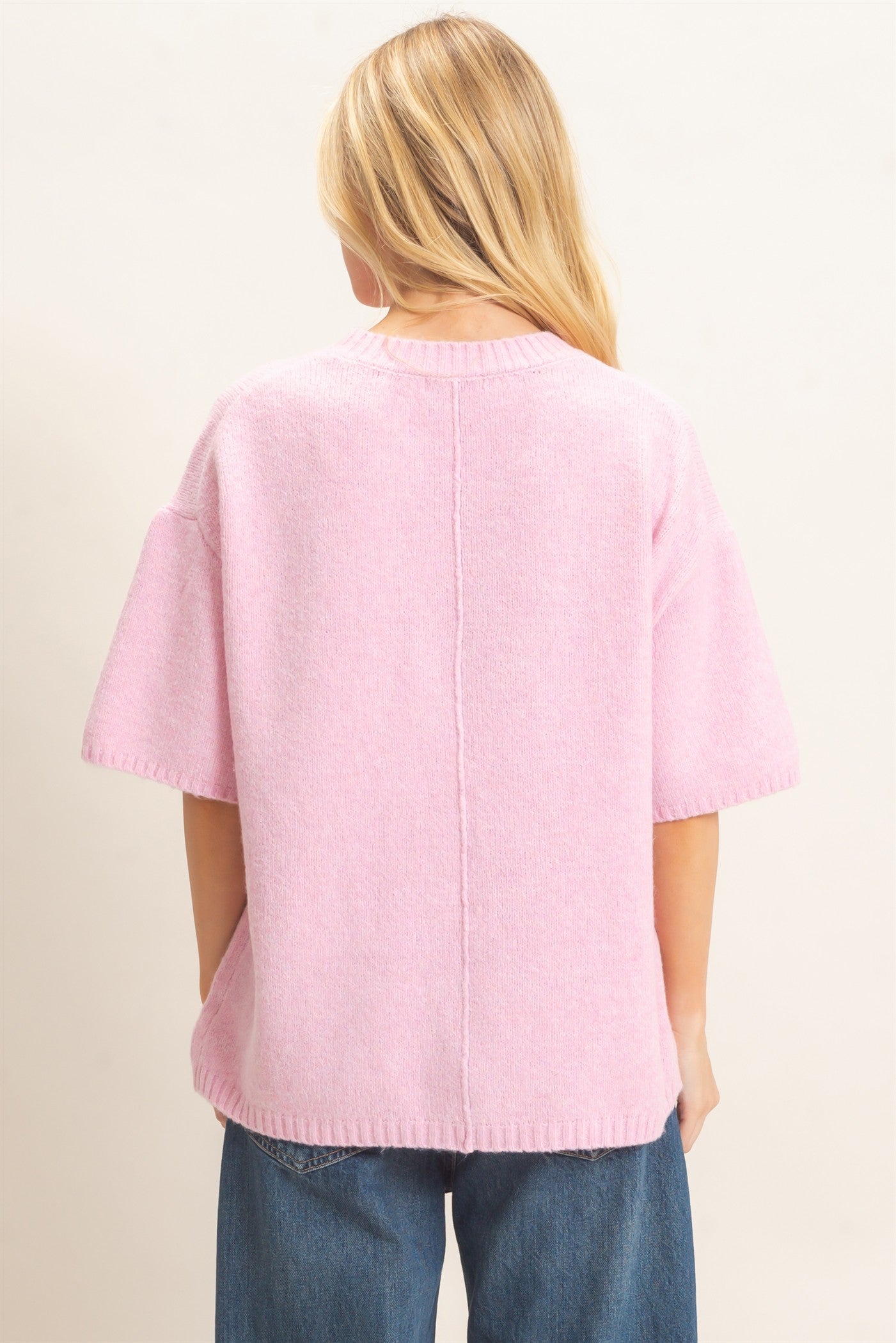 Wholesale Oversized Drop Shoulder Sweater Sweaters HF26E143 PINK HYFVE