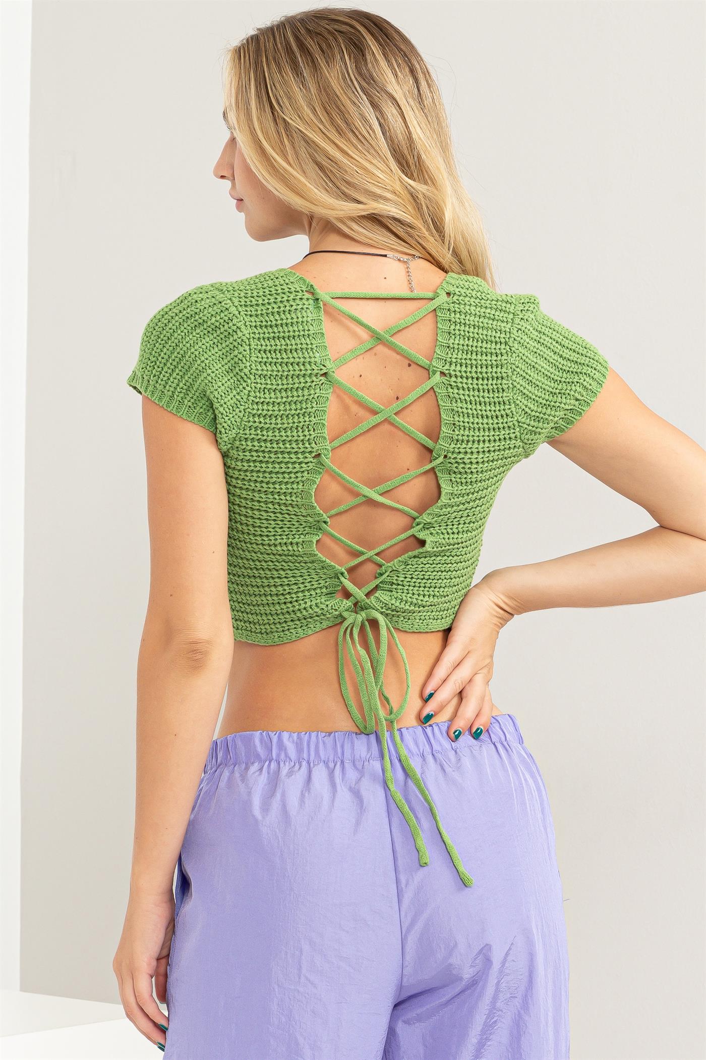 Wholesale Square Neck Cap Sleeve Top Clothing Tops DZ24A868 OLIVE DOUBLE ZERO