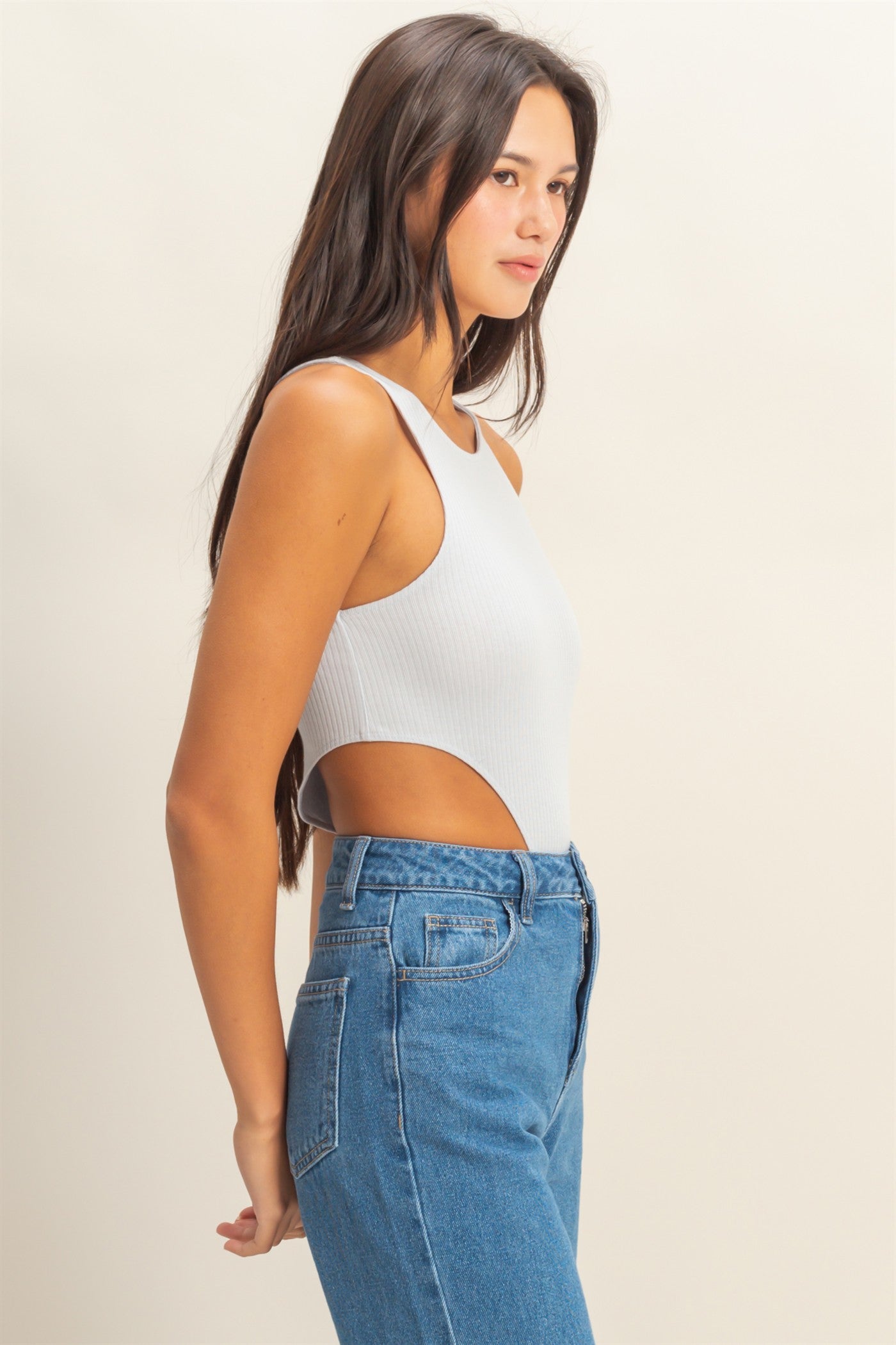 Wholesale High Cut Bodysuit Clothing Tops DZ22E146 ARCTIC BLUE DOUBLE ZERO