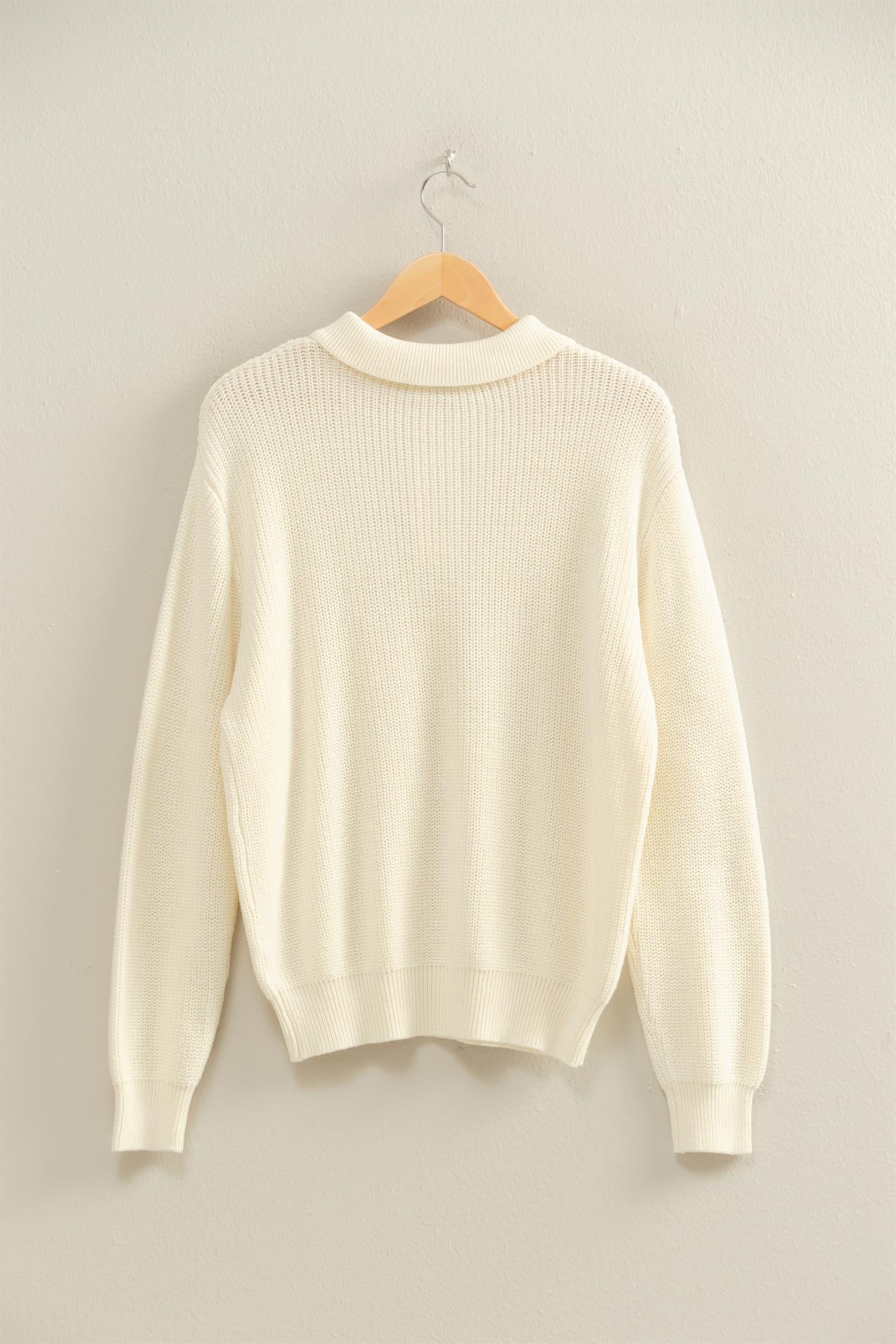Wholesale Oversized Collar Sweater Sweaters DZ25E823 CREAM DOUBLE ZERO