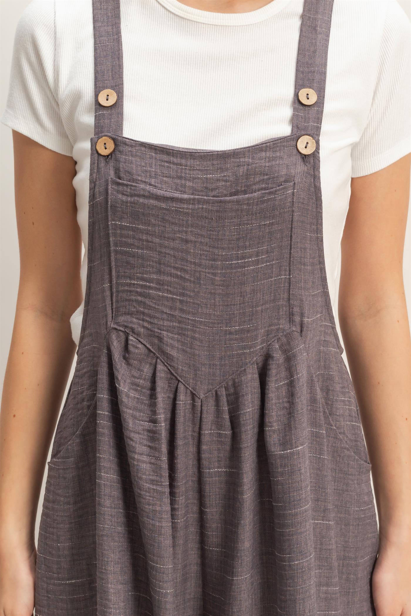 Wholesale Wide Leg Overall Jumpsuit Clothing HF26C322 CHARCOAL HYFVE