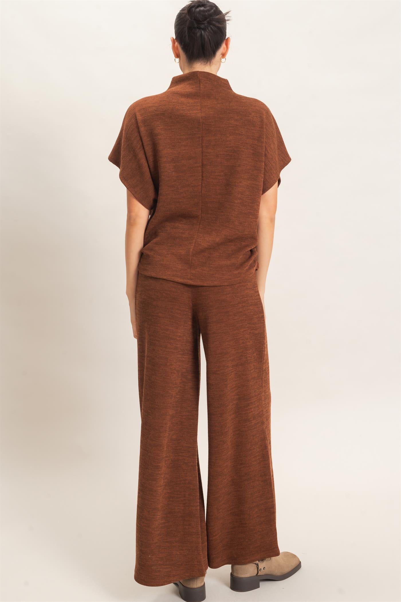 Wholesale Dolman Sleeve Top And Pant Set Clothing HF26F225-SET-D BROWN HYFVE