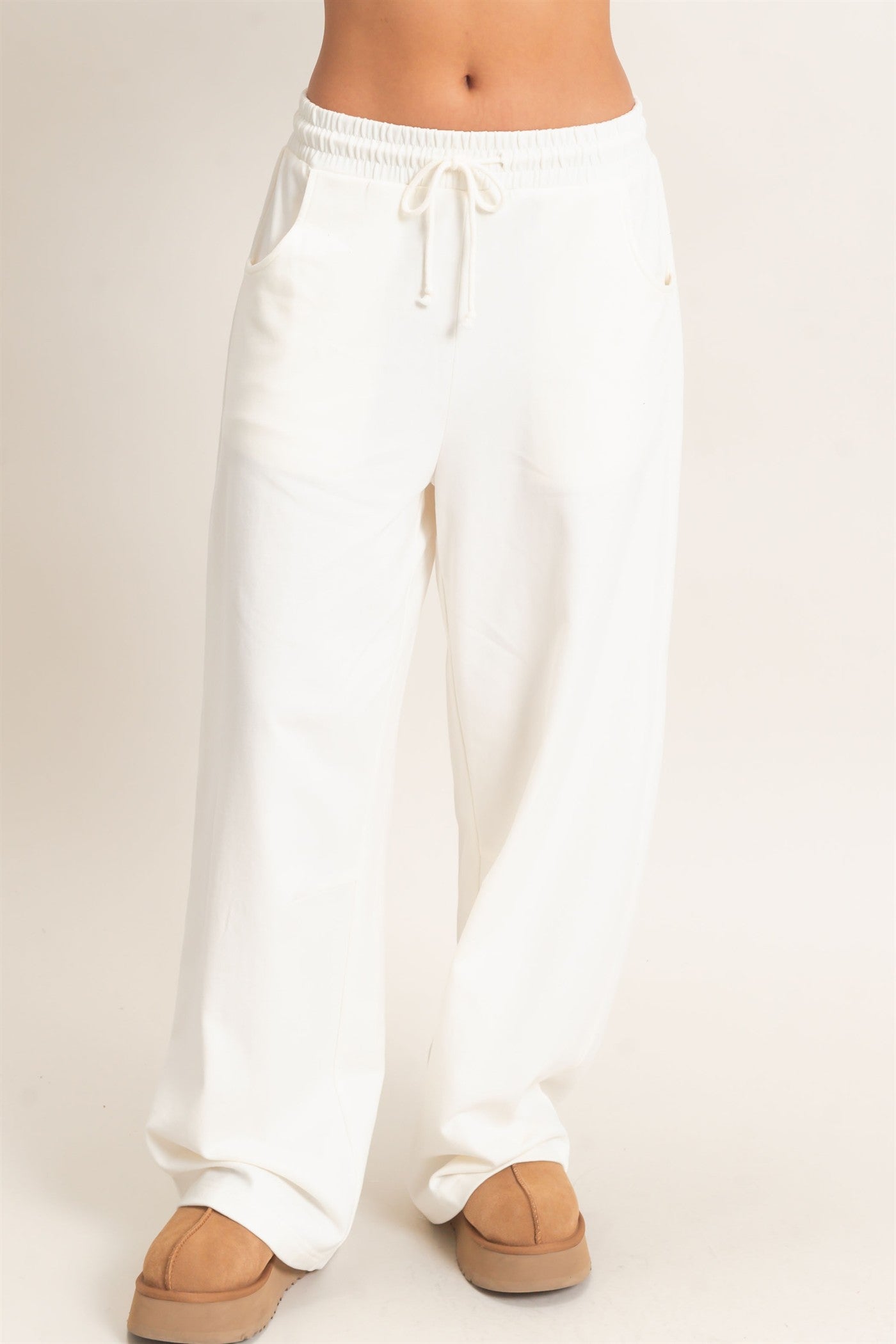 Wholesale Washed Barrel Sweatpants Pants DZ26E379 CREAM DOUBLE ZERO