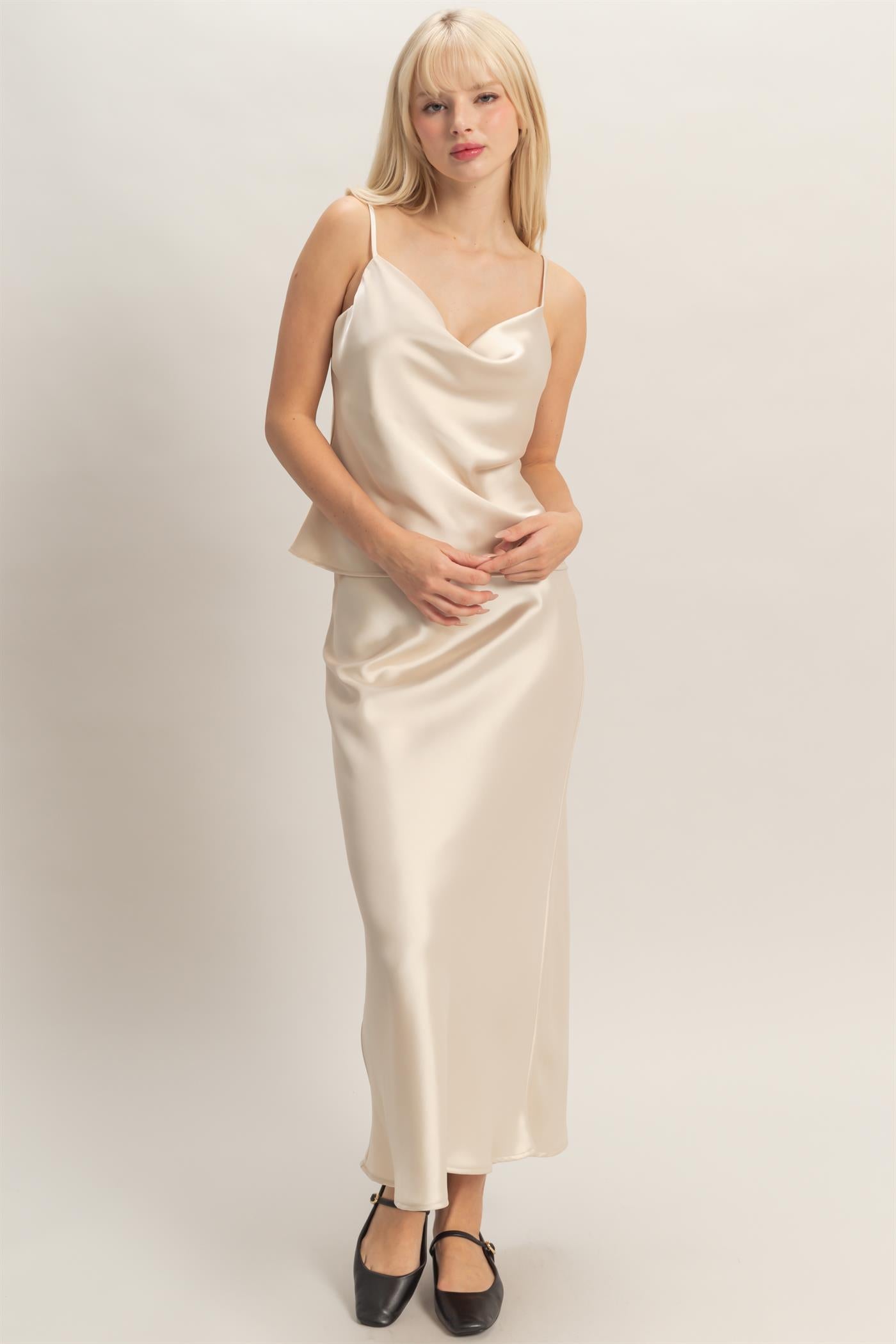 Wholesale Satin Midi Skirt Skirts DZ26A050 ALPACA DOUBLE ZERO