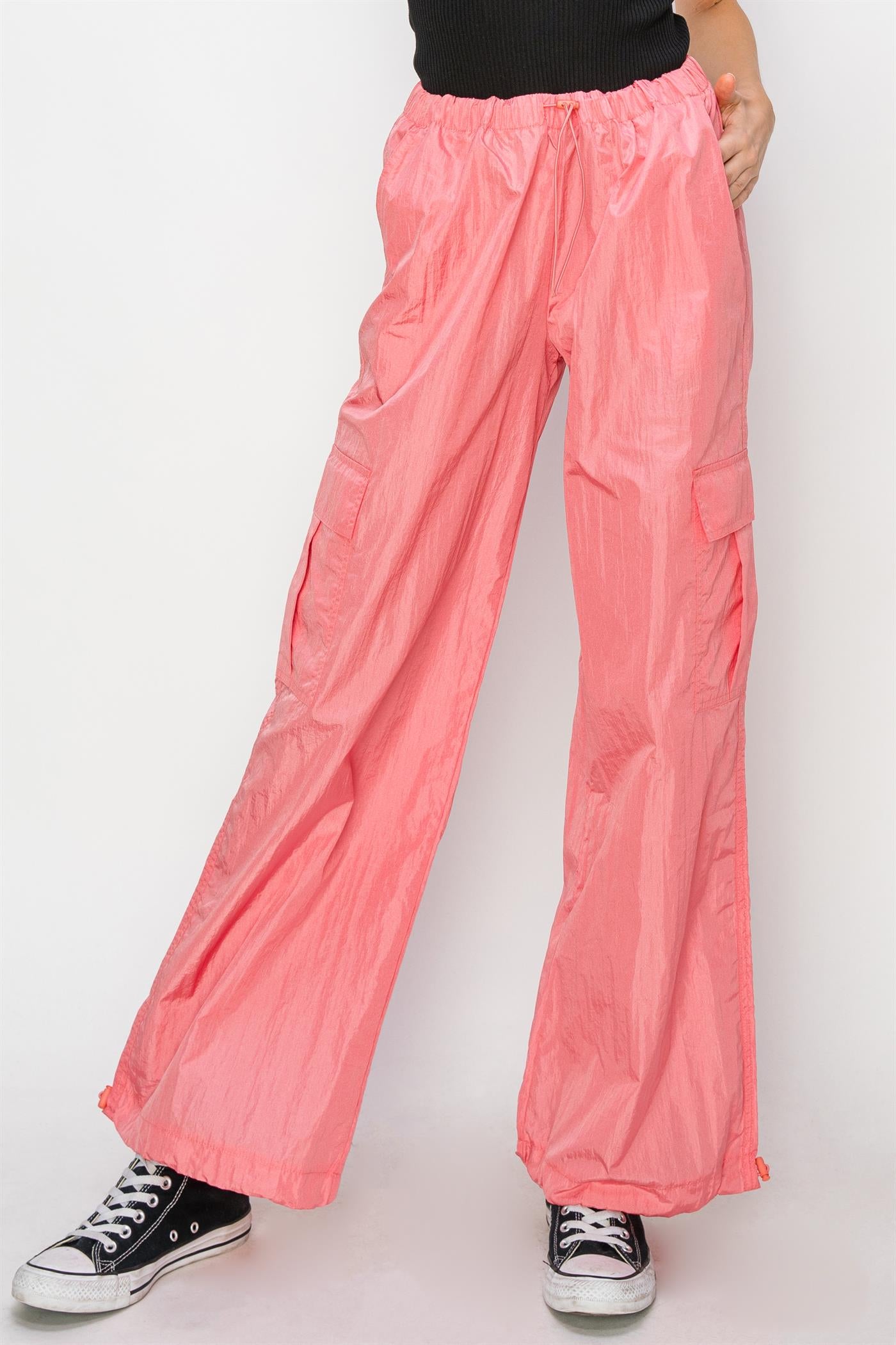 Wholesale Low Rise Parachute Cargo Pants Pants DZ24C809 TEA ROSE DOUBLE ZERO