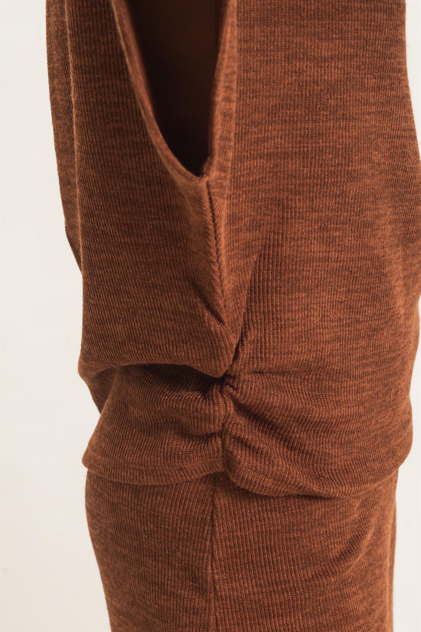 Wholesale Dolman Sleeve Top And Pant Set Clothing HF26F225-SET-D BROWN HYFVE