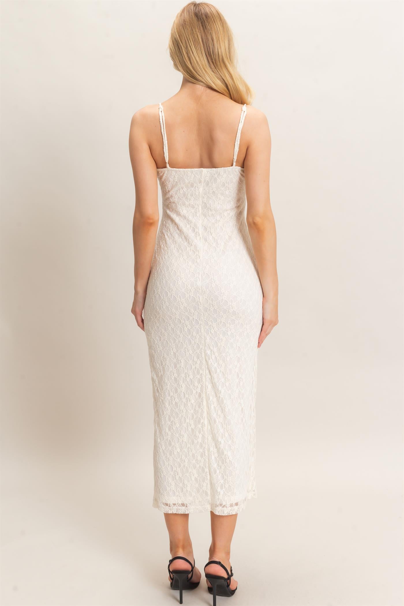 Wholesale Lace Midi Slip Dress Dresses HF26A879 CREAM HYFVE
