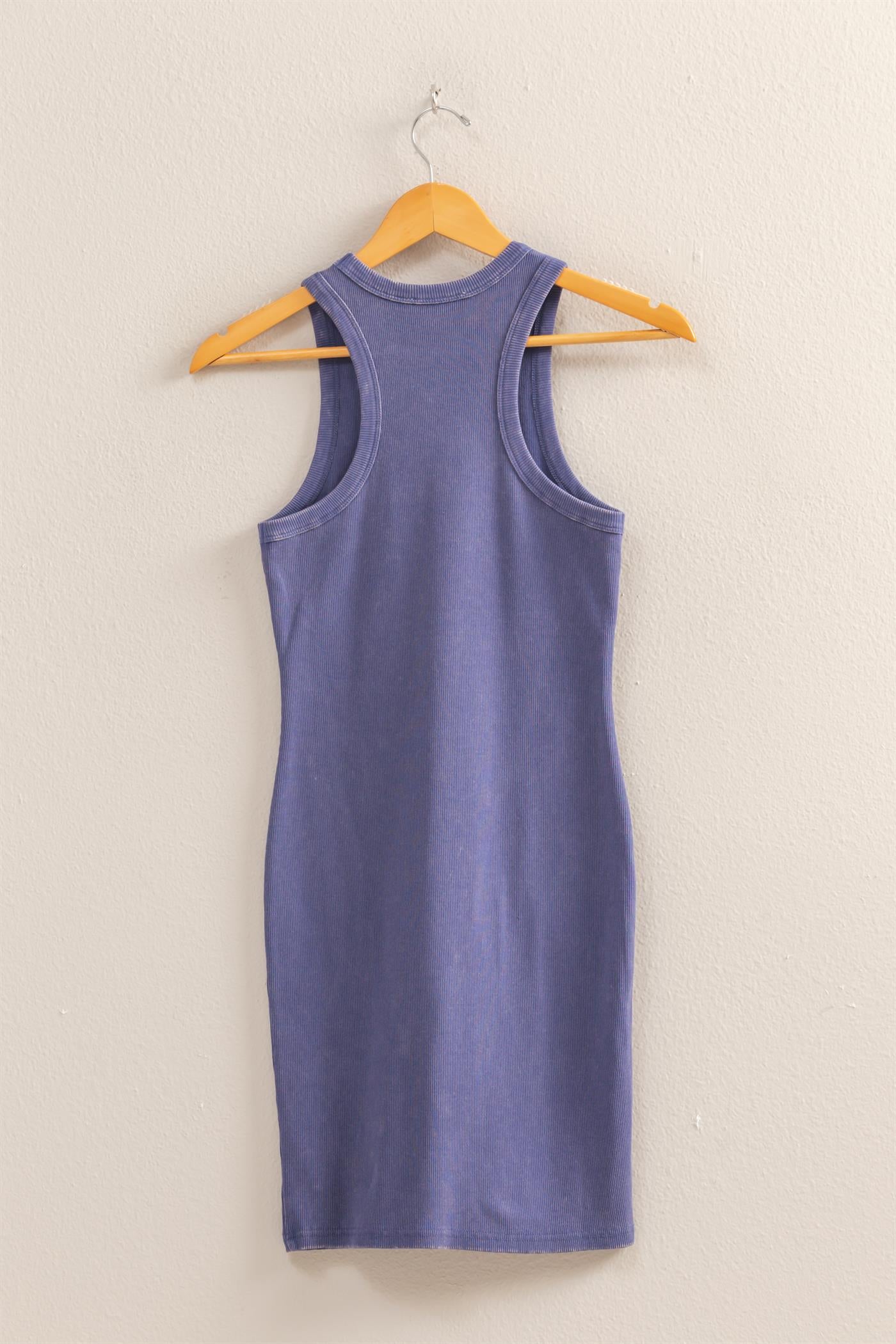 Wholesale Acid Washed Ribbed Mini Dress Dresses DZ25E297 DUSTY INDIGO DOUBLE ZERO