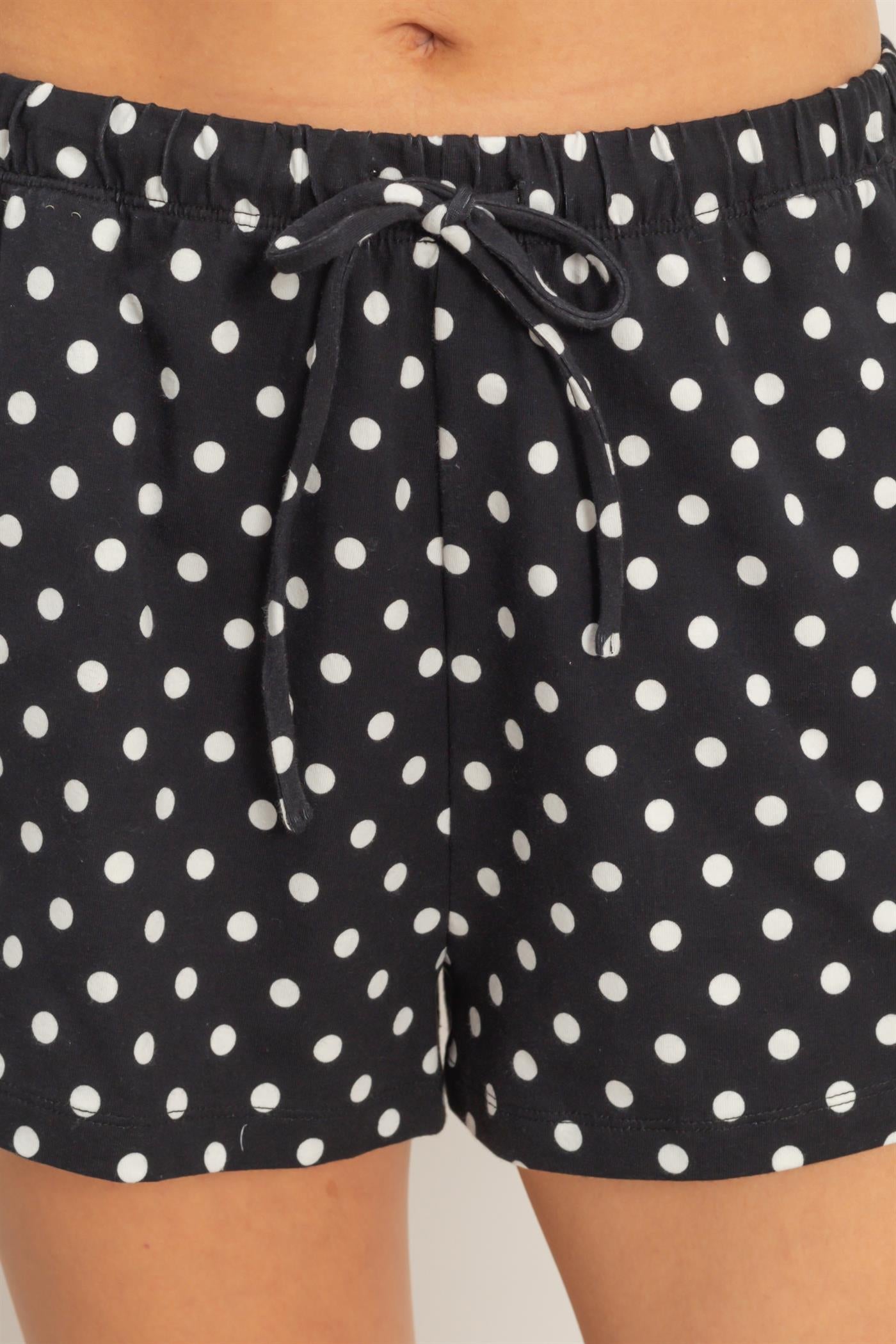 Wholesale Polka Dot Drawstring Shorts Shorts DZ26C385 BLACK DOUBLE ZERO