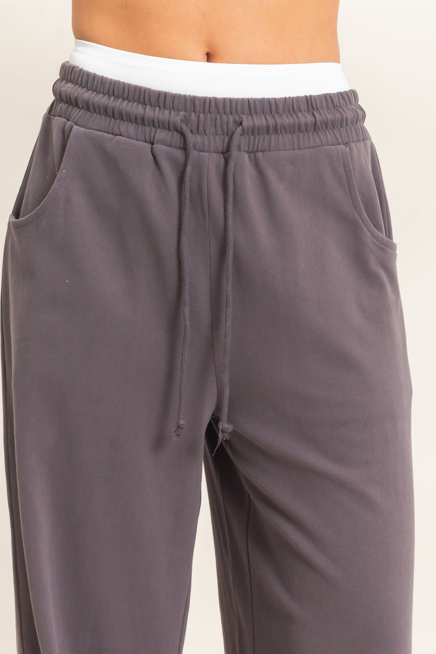 Wholesale Washed Barrel Sweatpants Pants DZ26E379 CHARCOAL DOUBLE ZERO