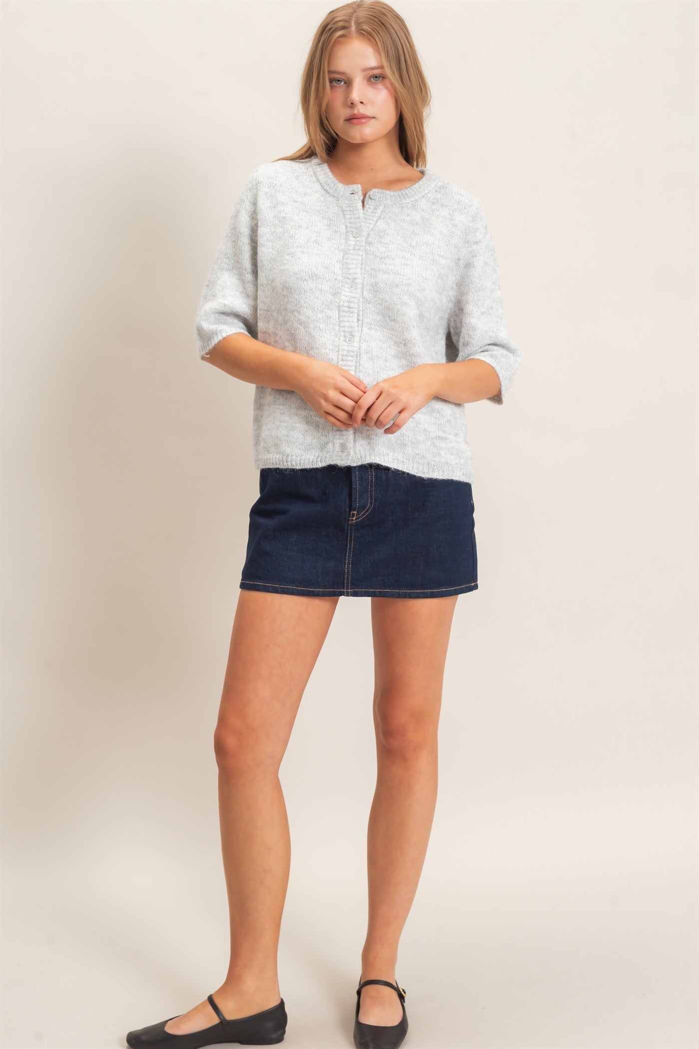 Wholesale Button-Up Cardigan Cardigans HF26E228 HEATHER GRAY HYFVE