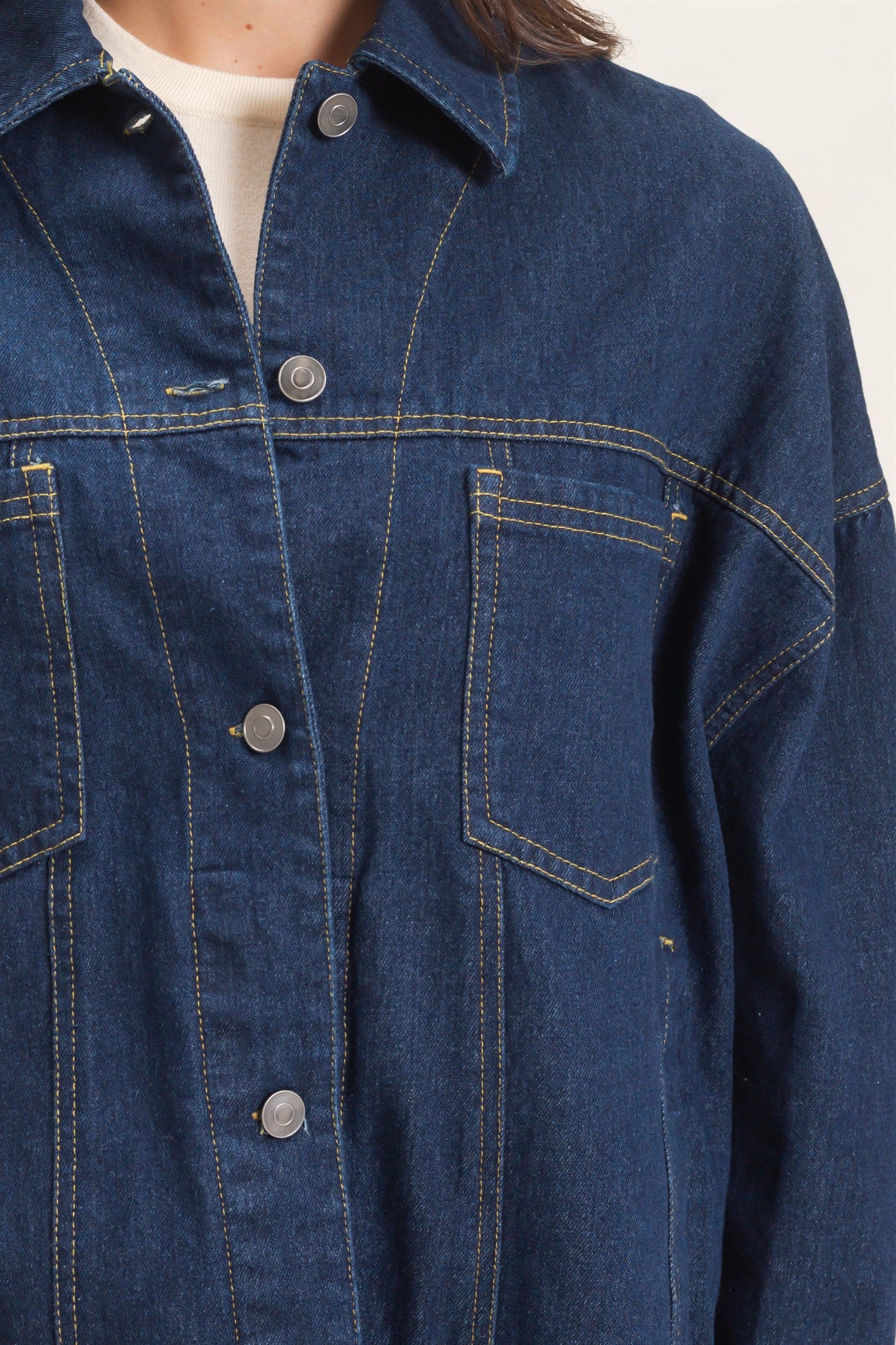 Wholesale Button-Up Denim Jacket Coats & Jackets HF26E001 DARK DENIM HYFVE