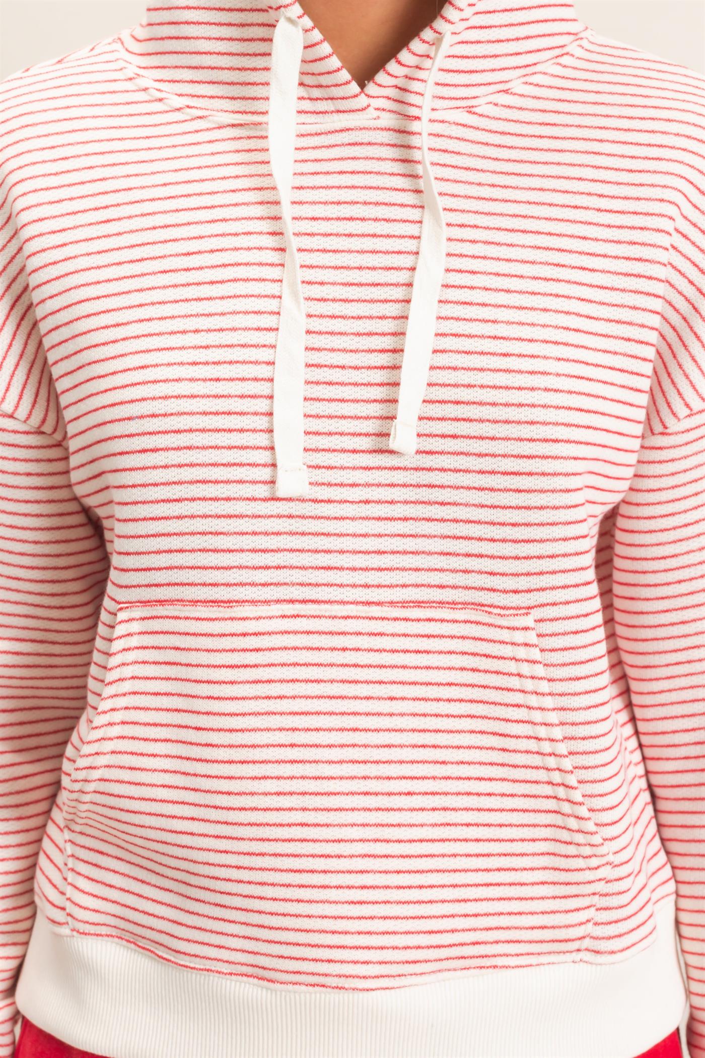 Wholesale Striped French Terry Hoodie Hoodies DZ26C619 RED DOUBLE ZERO