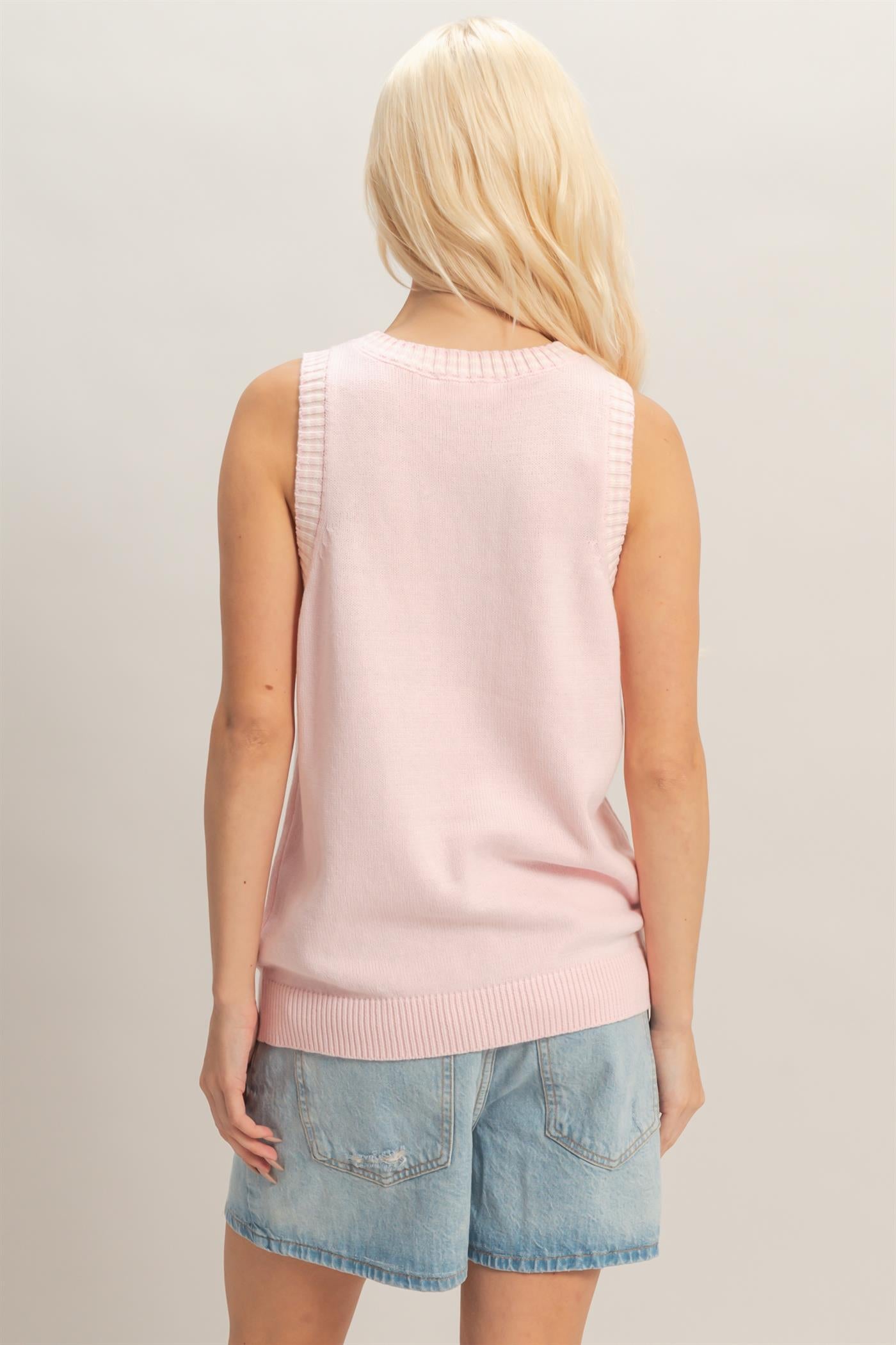 Wholesale Number Graphic Knit Tank Top Tank Tops DZ26A821 SOFT PINK DOUBLE ZERO