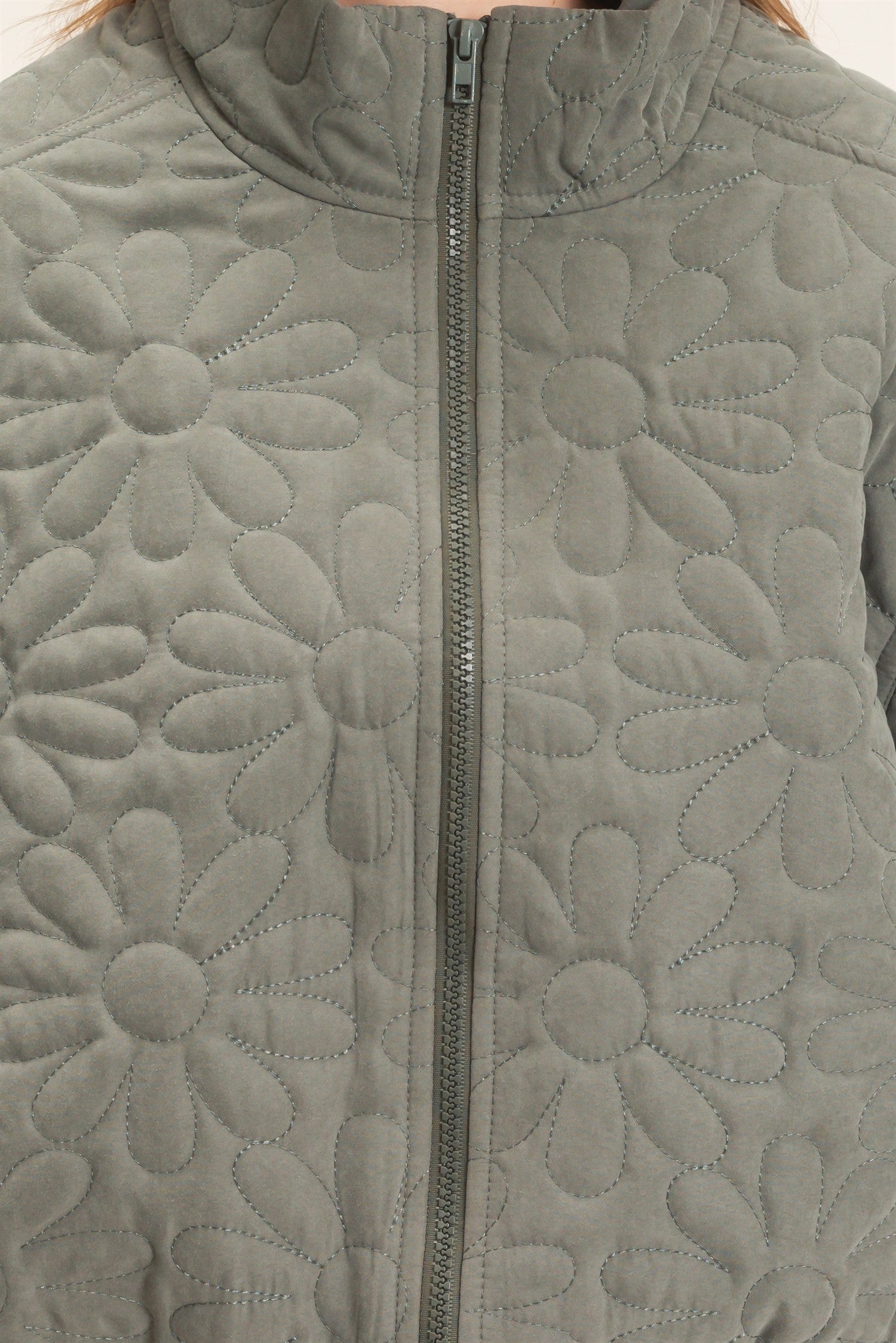 Wholesale Daisy Quilted Mock Neck Jacket Coats & Jackets HF26C821 OLIVE HYFVE