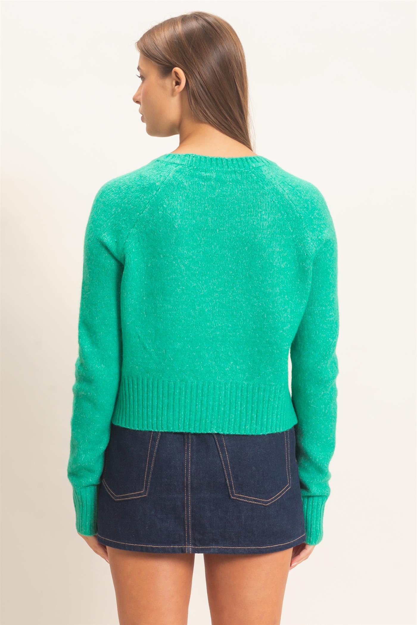 Wholesale V-Neck Cardigan Cardigans DZ26E326 EMERALD DOUBLE ZERO