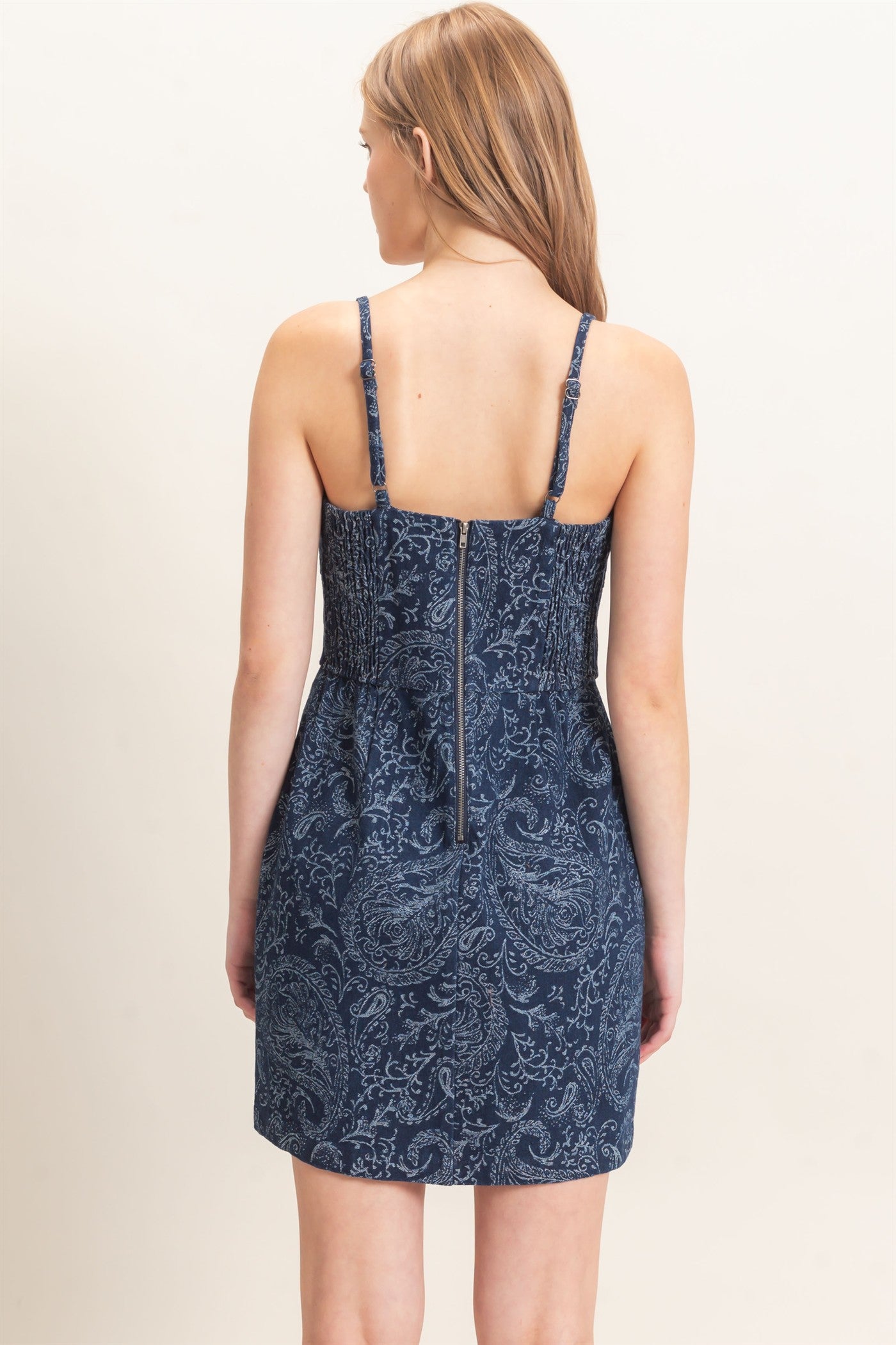 Wholesale Paisley Twill Spaghetti Strap Dress Dresses HF26E964 NAVY HYFVE