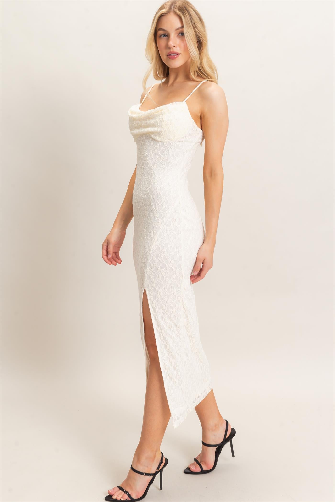 Wholesale Lace Midi Slip Dress Dresses HF26A879 CREAM HYFVE