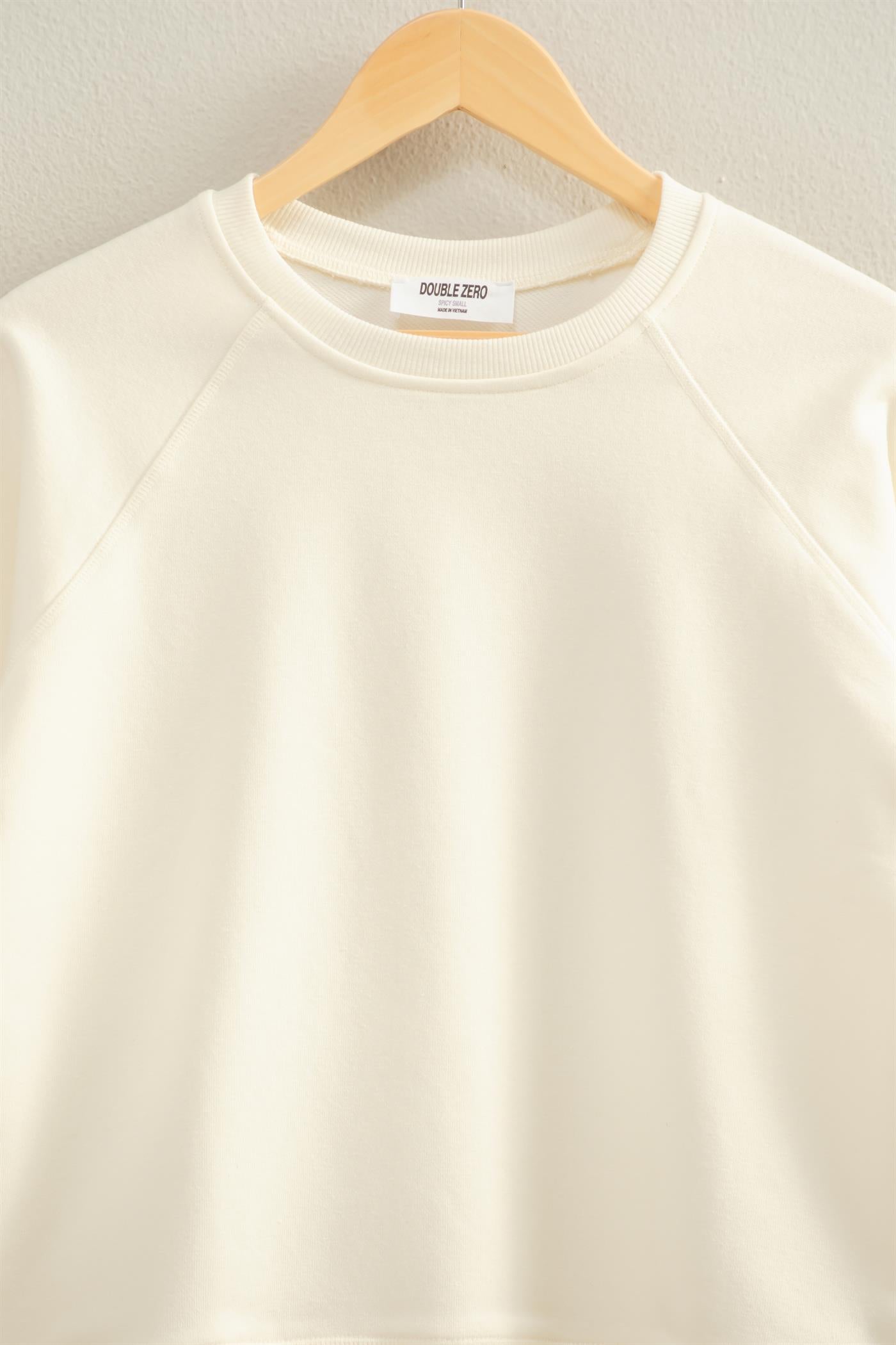 Wholesale Crew Neck Raglan Sleeve Comfy Pullover Sweatshirt Sweatshirts DZ25E237 WHIP CREAM DOUBLE ZERO