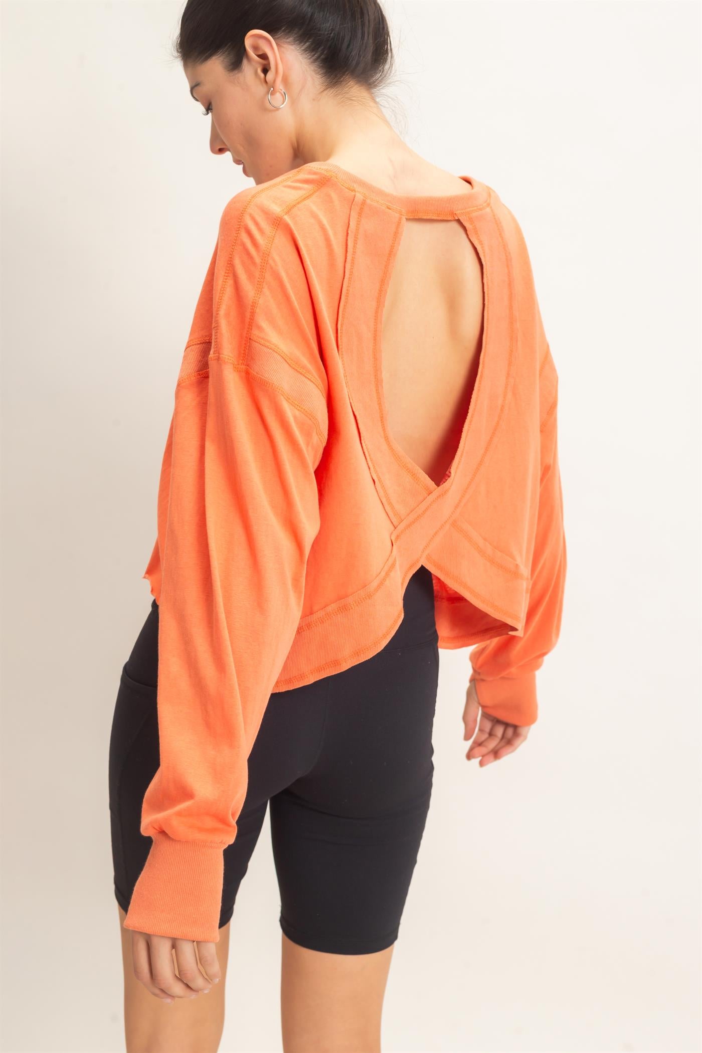Wholesale Crew Neck Top Clothing Tops HF26C808 ORANGE HYFVE