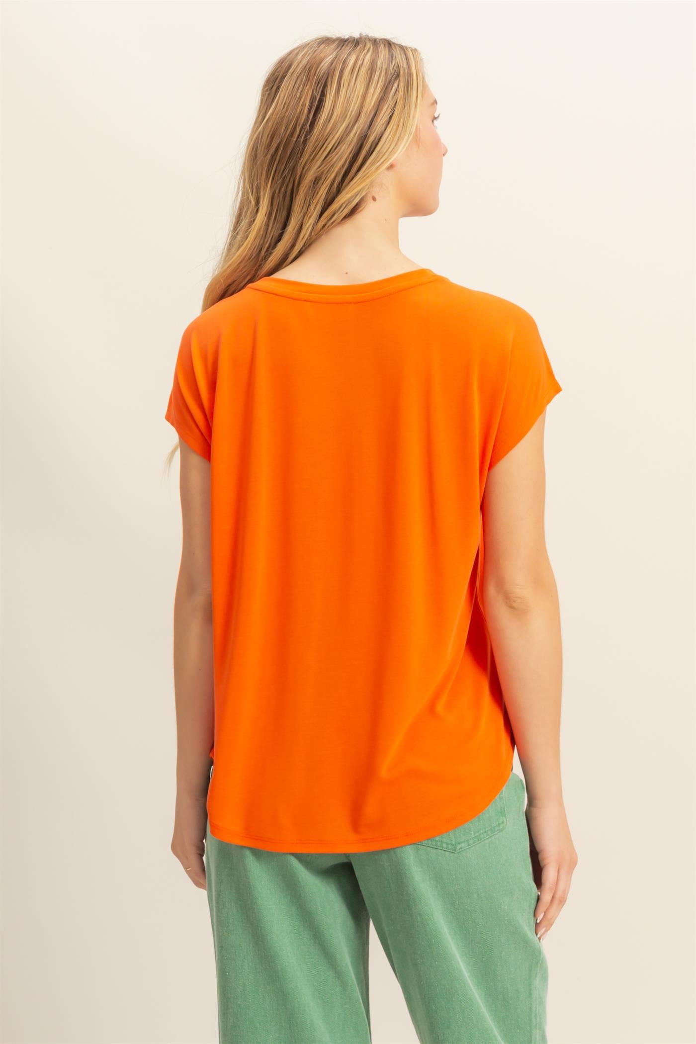 Wholesale Relaxed Dolman Short Sleeve Top Clothing Tops DZ25A902 TOMATO DOUBLE ZERO