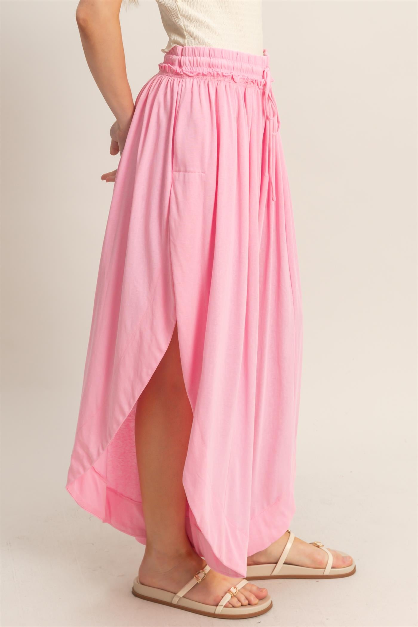 Wholesale Tulip Hem Wide-Leg Pants Pants HF26C047 PINK HYFVE