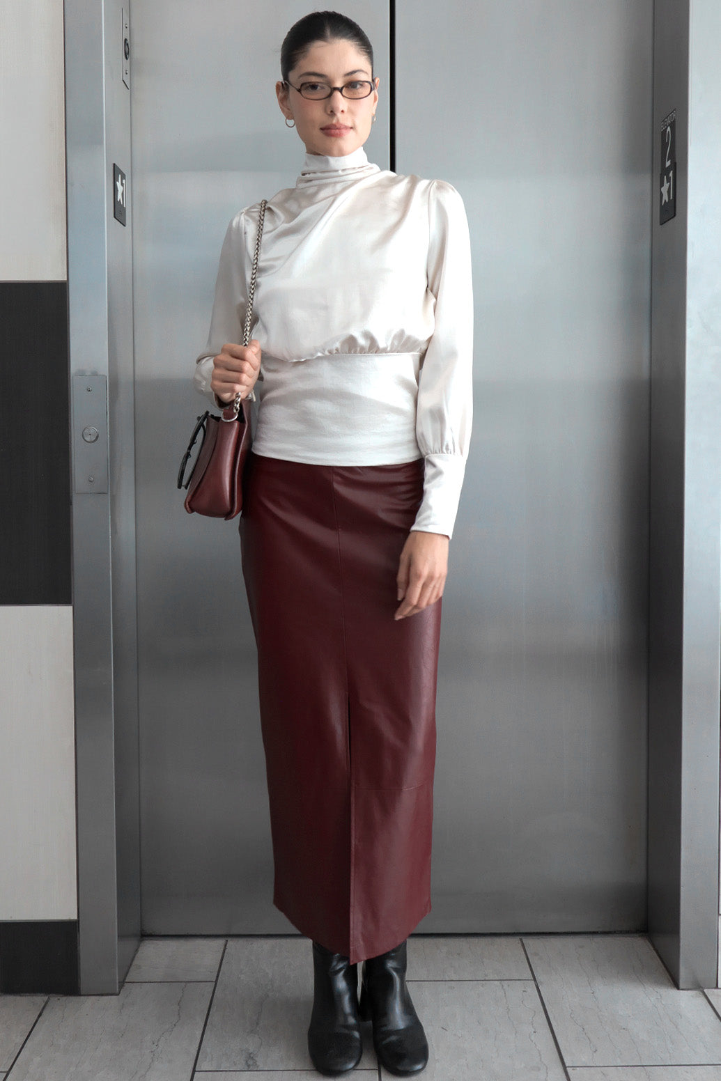 Wholesale Satin Cowl Back Blouse Blouses HF26F113 PEARL HYFVE