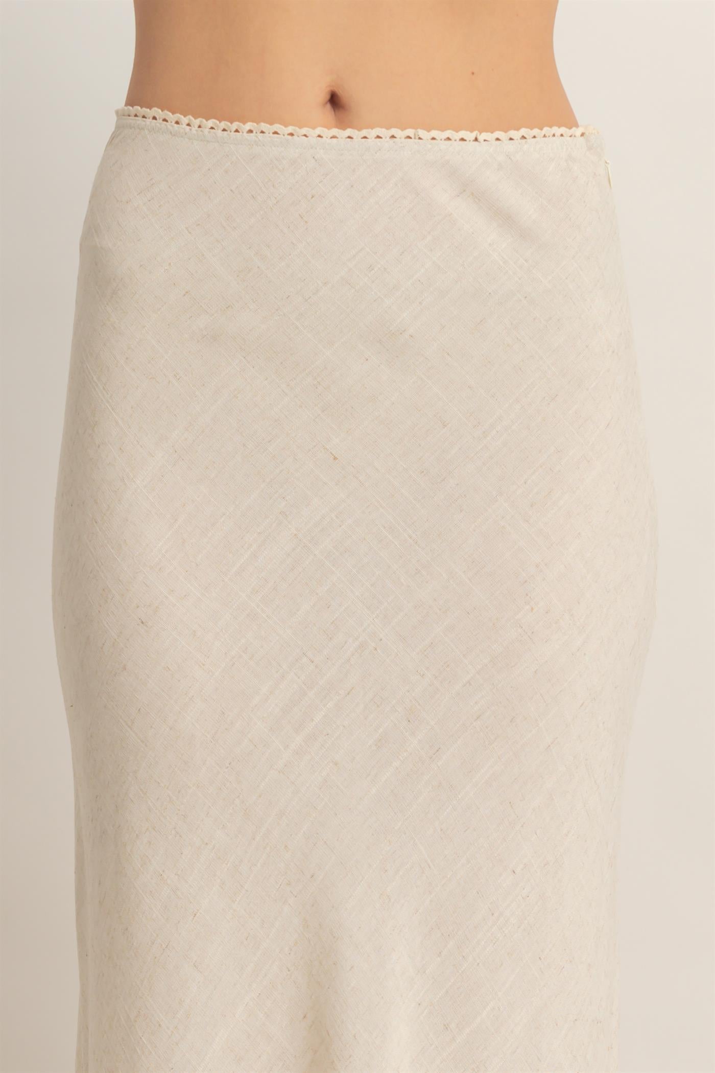 Wholesale Maxi Skirt With Elastic Waistband Skirts HF26A473-D OATMEAL HYFVE