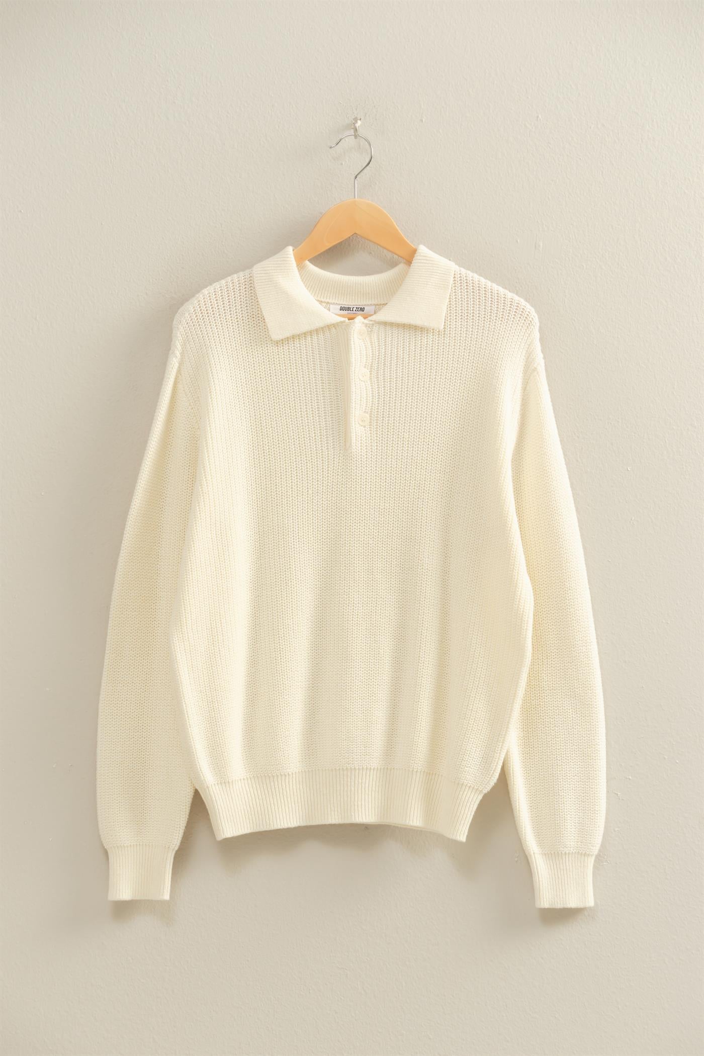 Wholesale Oversized Collar Sweater Sweaters DZ25E823 CREAM DOUBLE ZERO