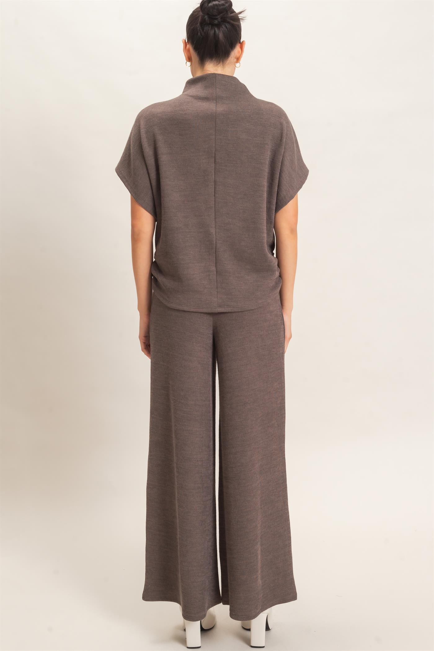 Wholesale Dolman Sleeve Top And Pant Set Clothing HF26F225-SET-D CHARCOAL HYFVE