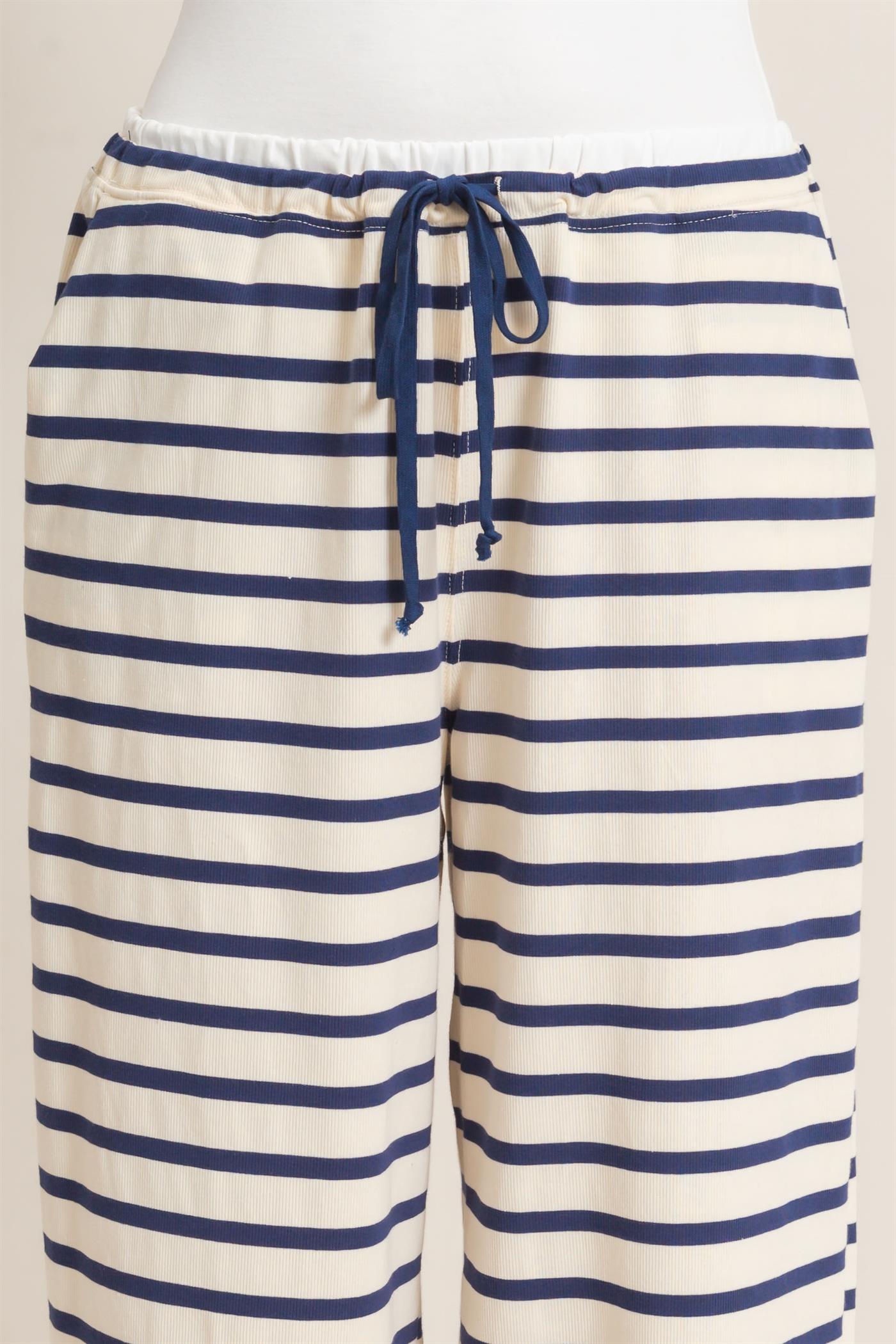 Wholesale Striped Wide-Leg Pants Pants HF26F229-D NAVY/CREAM HYFVE